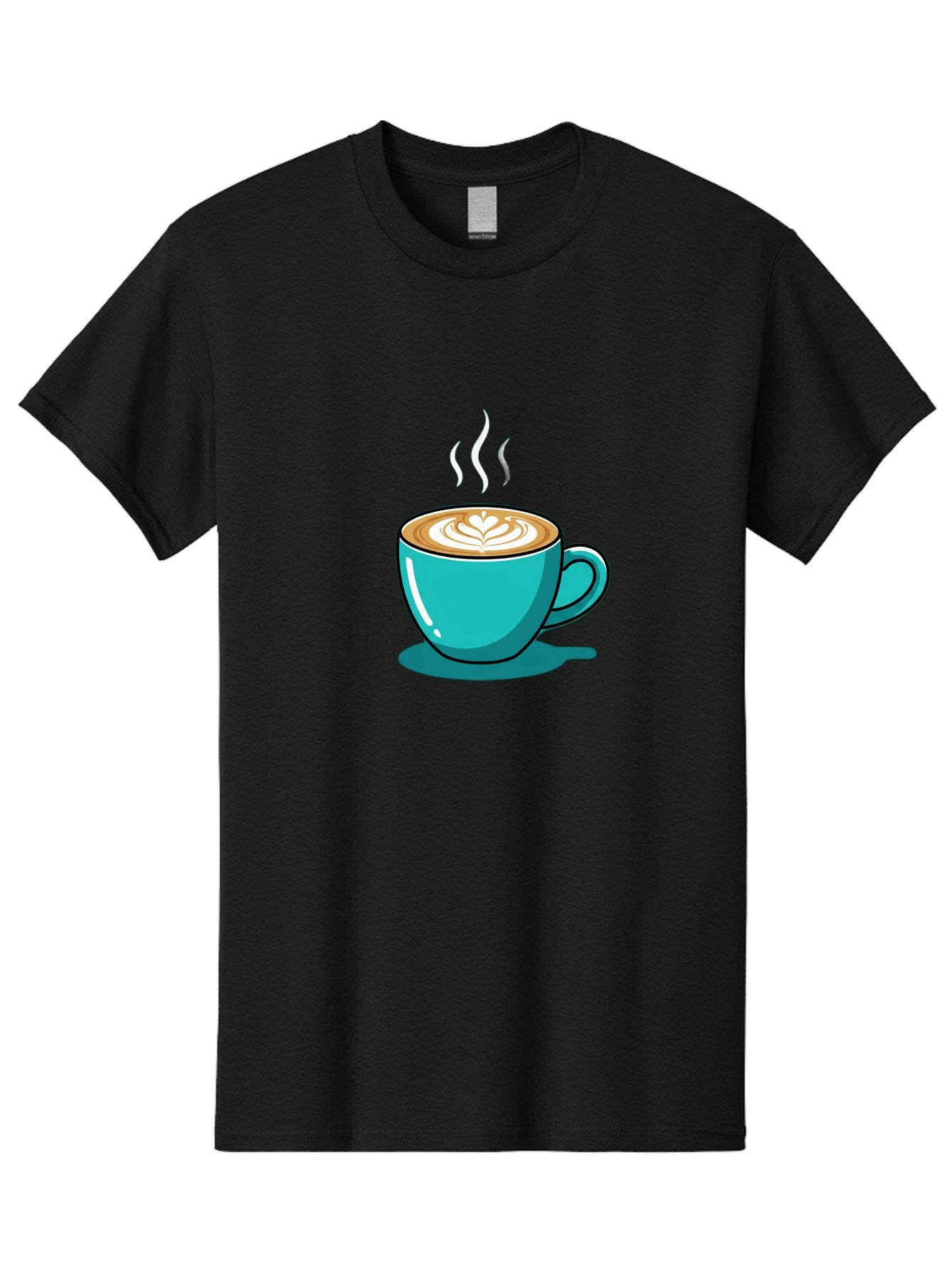 Coffee-Cup-9 Men'S Graphic Tee, 100% Cotton, Comfortable Casual Summer Wear, Machine Washable, Steaming Hot Coffee, Latte Art, Coffee Break, Morning Pick-Me-Up, Coffee Culture, Caffeine Fix, Teal Coffee Cup Baa359