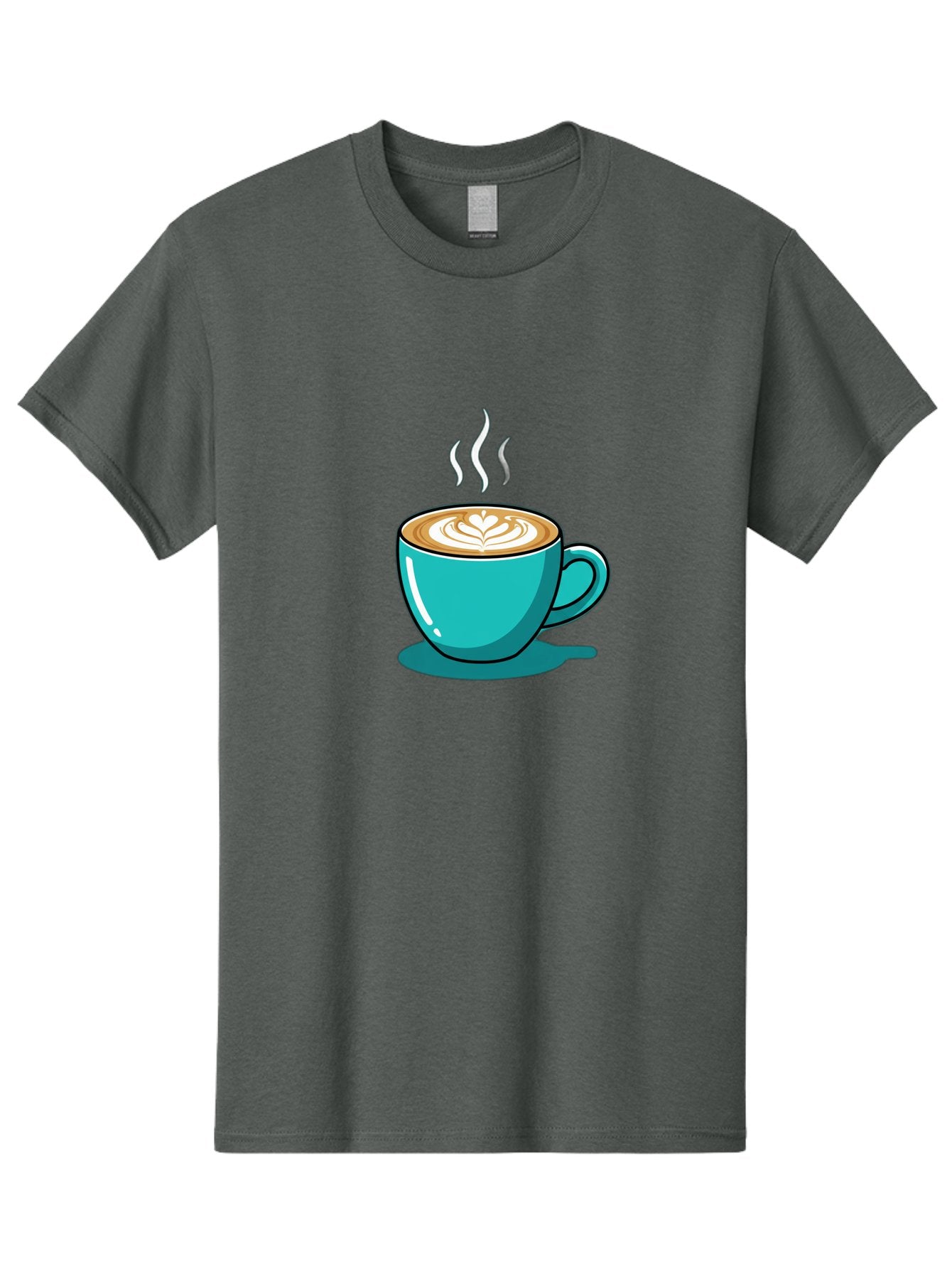 Coffee-Cup-9 Men'S Graphic Tee, 100% Cotton, Comfortable Casual Summer Wear, Machine Washable, Steaming Hot Coffee, Latte Art, Coffee Break, Morning Pick-Me-Up, Coffee Culture, Caffeine Fix, Teal Coffee Cup Baa359 3