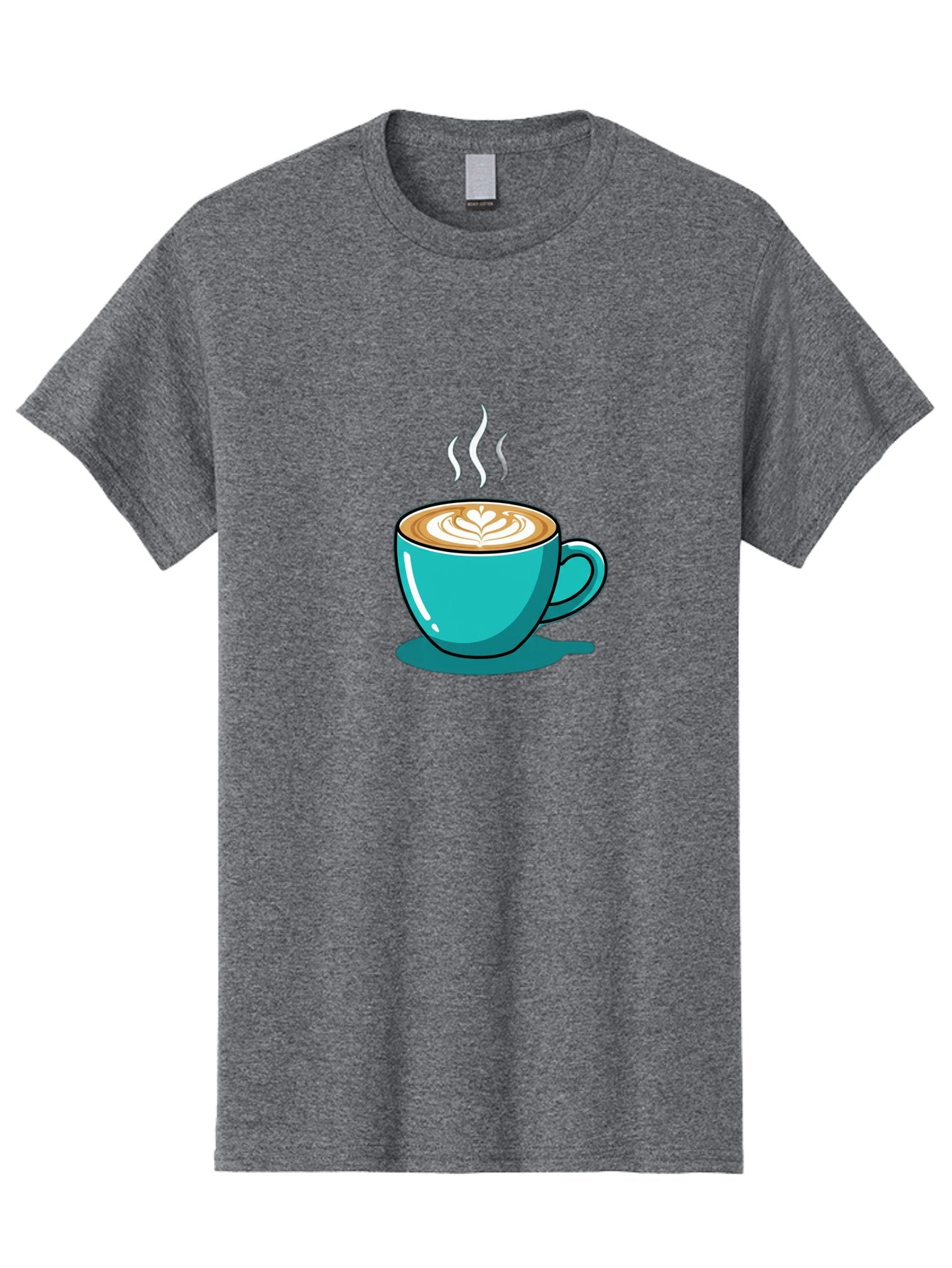 Coffee-Cup-9 Men'S Graphic Tee, 100% Cotton, Comfortable Casual Summer Wear, Machine Washable, Steaming Hot Coffee, Latte Art, Coffee Break, Morning Pick-Me-Up, Coffee Culture, Caffeine Fix, Teal Coffee Cup Baa359 14