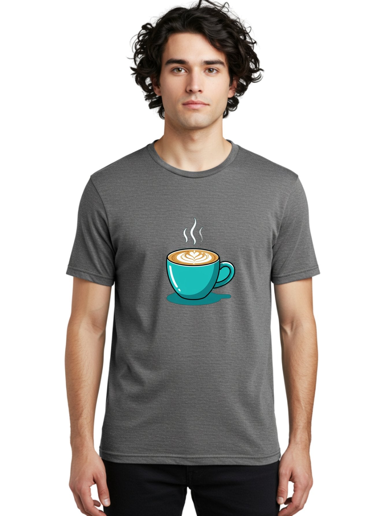 Coffee-Cup-9 Men'S Graphic Tee, 100% Cotton, Comfortable Casual Summer Wear, Machine Washable, Steaming Hot Coffee, Latte Art, Coffee Break, Morning Pick-Me-Up, Coffee Culture, Caffeine Fix, Teal Coffee Cup Baa359 29