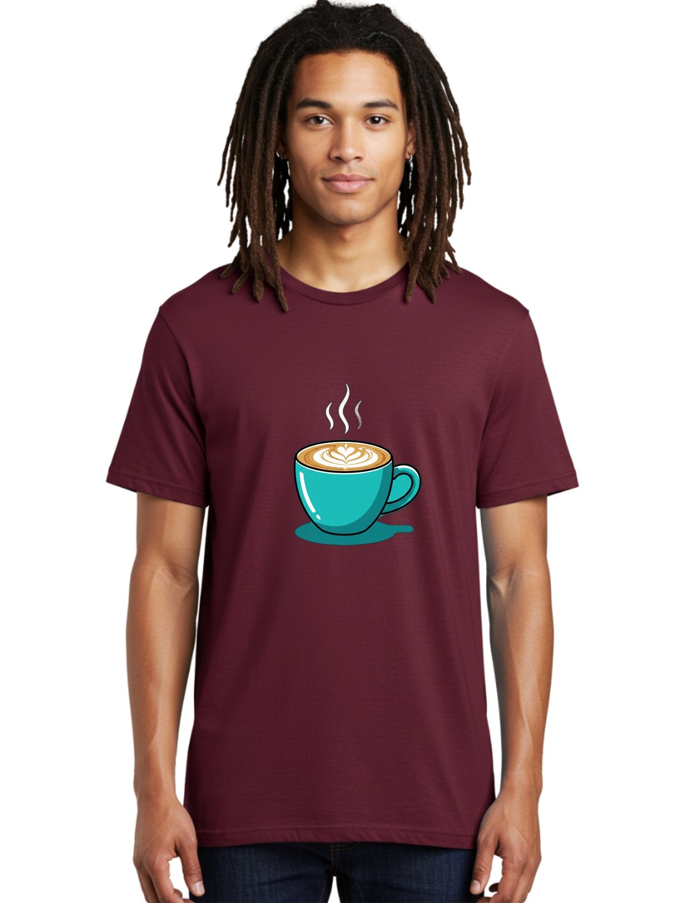 Coffee-Cup-9 Men'S Graphic Tee, 100% Cotton, Comfortable Casual Summer Wear, Machine Washable, Steaming Hot Coffee, Latte Art, Coffee Break, Morning Pick-Me-Up, Coffee Culture, Caffeine Fix, Teal Coffee Cup Baa359 26