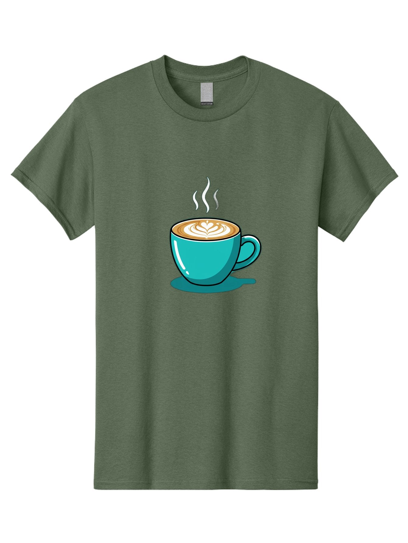 Coffee-Cup-9 Men'S Graphic Tee, 100% Cotton, Comfortable Casual Summer Wear, Machine Washable, Steaming Hot Coffee, Latte Art, Coffee Break, Morning Pick-Me-Up, Coffee Culture, Caffeine Fix, Teal Coffee Cup Baa359