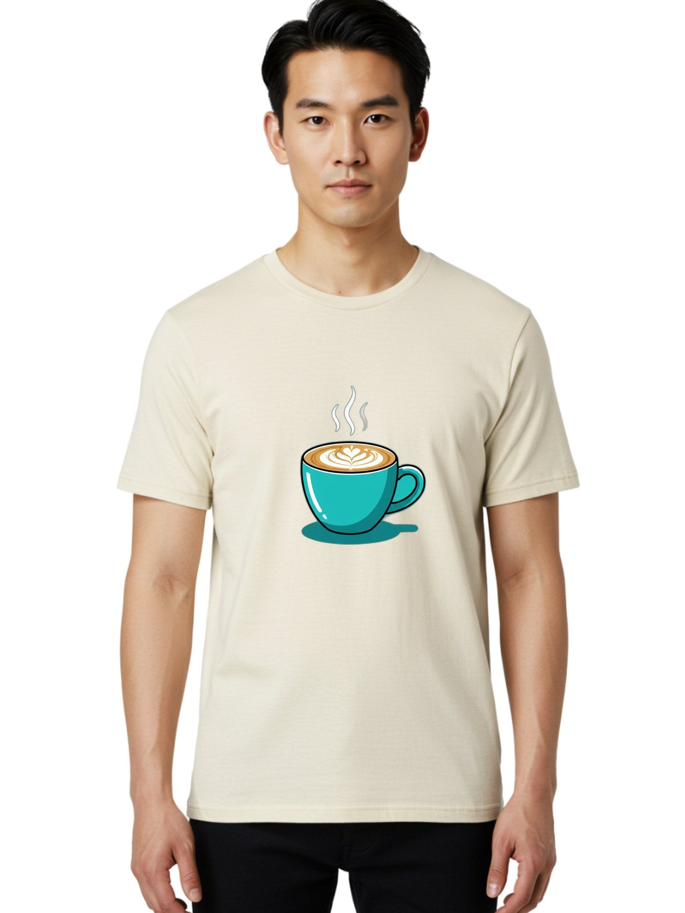 Coffee-Cup-9 Men'S Graphic Tee, 100% Cotton, Comfortable Casual Summer Wear, Machine Washable, Steaming Hot Coffee, Latte Art, Coffee Break, Morning Pick-Me-Up, Coffee Culture, Caffeine Fix, Teal Coffee Cup Baa359 20