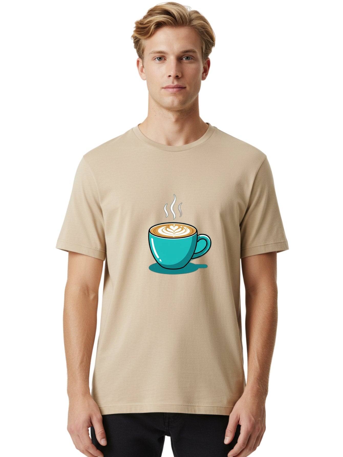 Coffee-Cup-9 Men'S Graphic Tee, 100% Cotton, Comfortable Casual Summer Wear, Machine Washable, Steaming Hot Coffee, Latte Art, Coffee Break, Morning Pick-Me-Up, Coffee Culture, Caffeine Fix, Teal Coffee Cup Baa359 30