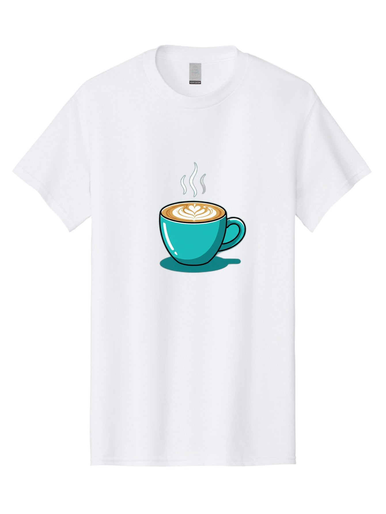 Coffee-Cup-9 Men'S Graphic Tee, 100% Cotton, Comfortable Casual Summer Wear, Machine Washable, Steaming Hot Coffee, Latte Art, Coffee Break, Morning Pick-Me-Up, Coffee Culture, Caffeine Fix, Teal Coffee Cup Baa359 4