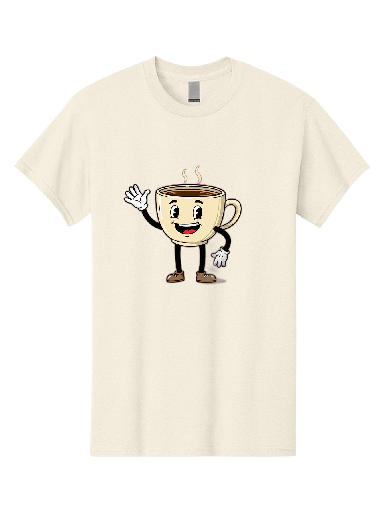 Coffee-Cup-Character-1 Men'S Graphic Tee, 100% Cotton, Comfortable Casual Summer Wear, Machine Washable, Smiling Coffee Cup, Cartoon Character, Steaming Hot Coffee, Waving Hand, Happy Face, Coffee Lover, Morning Pick-Me-Up, Caffeine Boost Baa360 8