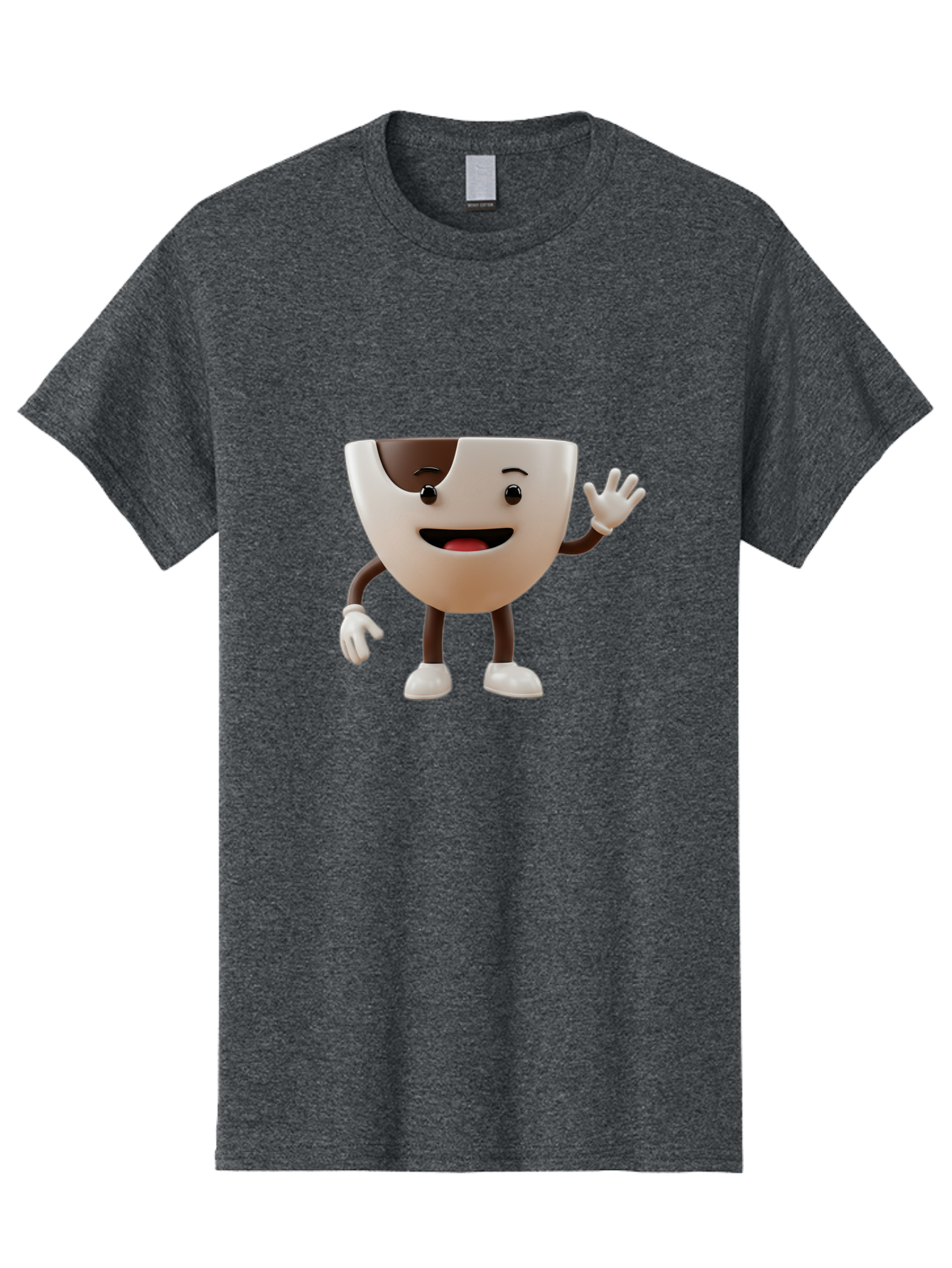 Coffee-Cup-Character-2 Men'S Graphic Tee, 100% Cotton, Comfortable Casual Summer Wear, Machine Washable, Cartoon Coffee Cup, Cute Character, Smiling Face, Waving Hand, Coffee Lover, Animated Mascot, Fun Design, Playful Illustration, Baa361 21