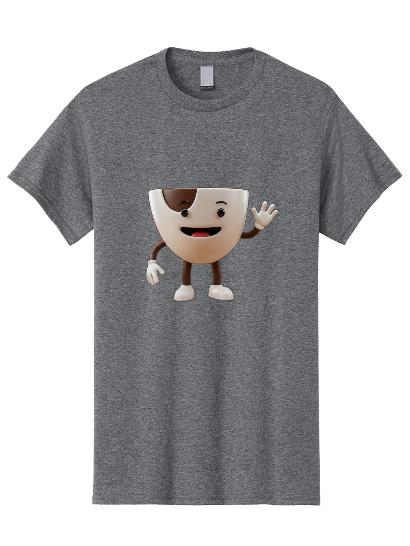 Coffee-Cup-Character-2 Men'S Graphic Tee, 100% Cotton, Comfortable Casual Summer Wear, Machine Washable, Cartoon Coffee Cup, Cute Character, Smiling Face, Waving Hand, Coffee Lover, Animated Mascot, Fun Design, Playful Illustration, Baa361 13