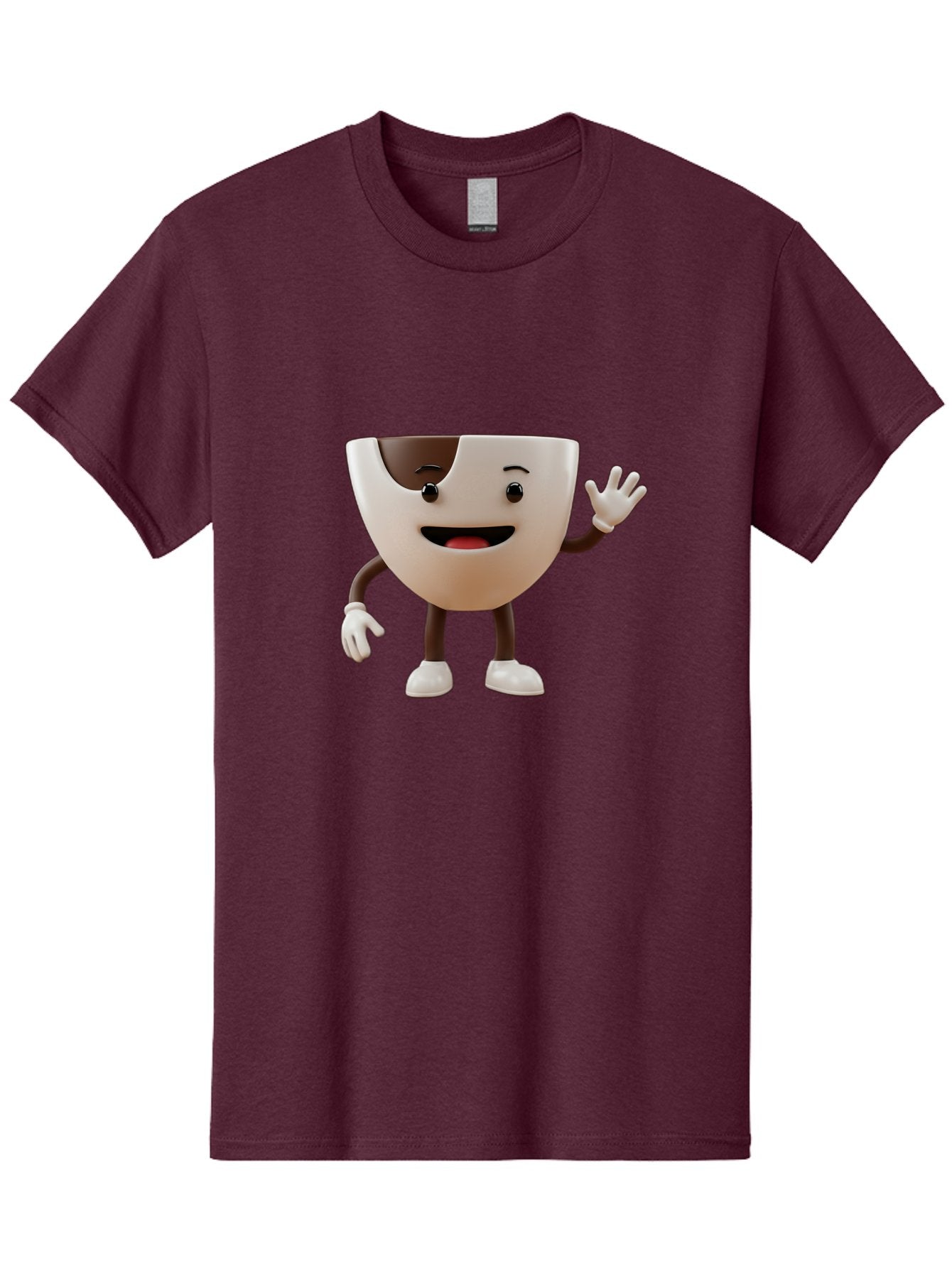 Coffee-Cup-Character-2 Men'S Graphic Tee, 100% Cotton, Comfortable Casual Summer Wear, Machine Washable, Cartoon Coffee Cup, Cute Character, Smiling Face, Waving Hand, Coffee Lover, Animated Mascot, Fun Design, Playful Illustration, Baa361 11
