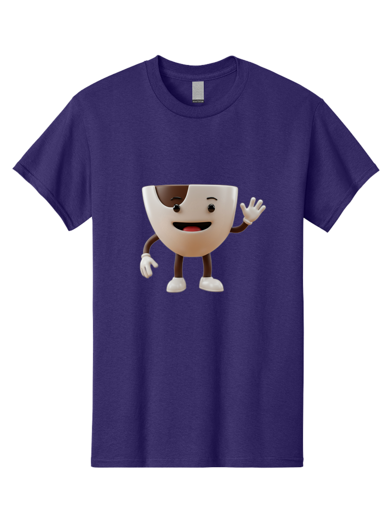 Coffee-Cup-Character-2 Men'S Graphic Tee, 100% Cotton, Comfortable Casual Summer Wear, Machine Washable, Cartoon Coffee Cup, Cute Character, Smiling Face, Waving Hand, Coffee Lover, Animated Mascot, Fun Design, Playful Illustration, Baa361 23