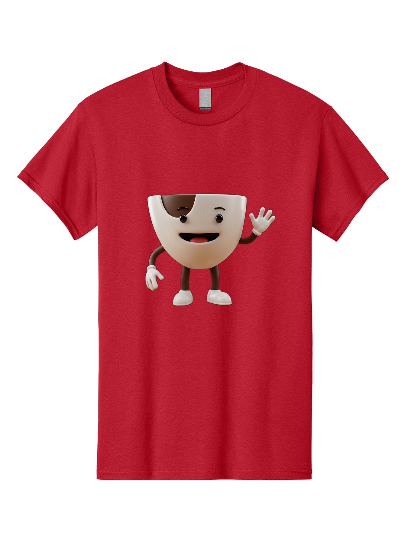 Coffee-Cup-Character-2 Men'S Graphic Tee, 100% Cotton, Comfortable Casual Summer Wear, Machine Washable, Cartoon Coffee Cup, Cute Character, Smiling Face, Waving Hand, Coffee Lover, Animated Mascot, Fun Design, Playful Illustration, Baa361 6