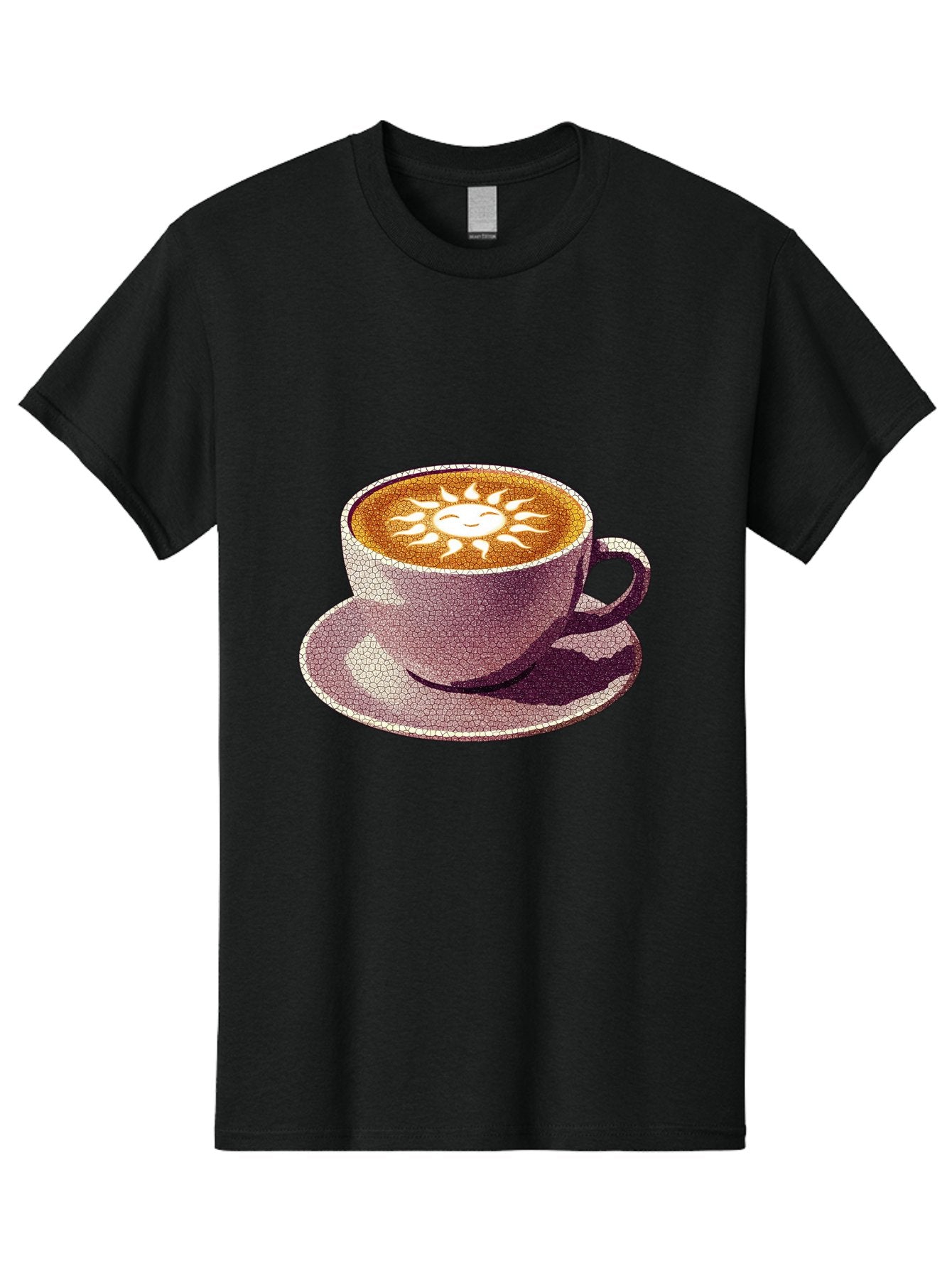 Coffee-Cup-Sun Men'S Graphic Tee, 100% Cotton, Comfortable Casual Summer Wear, Machine Washable, Coffee Cup, Latte Art, Sun Design, Heart Shape, Morning Coffee, Coffee Break, Espresso, Cafe Culture, Warm Beverage, Daily Grind Baa364 15