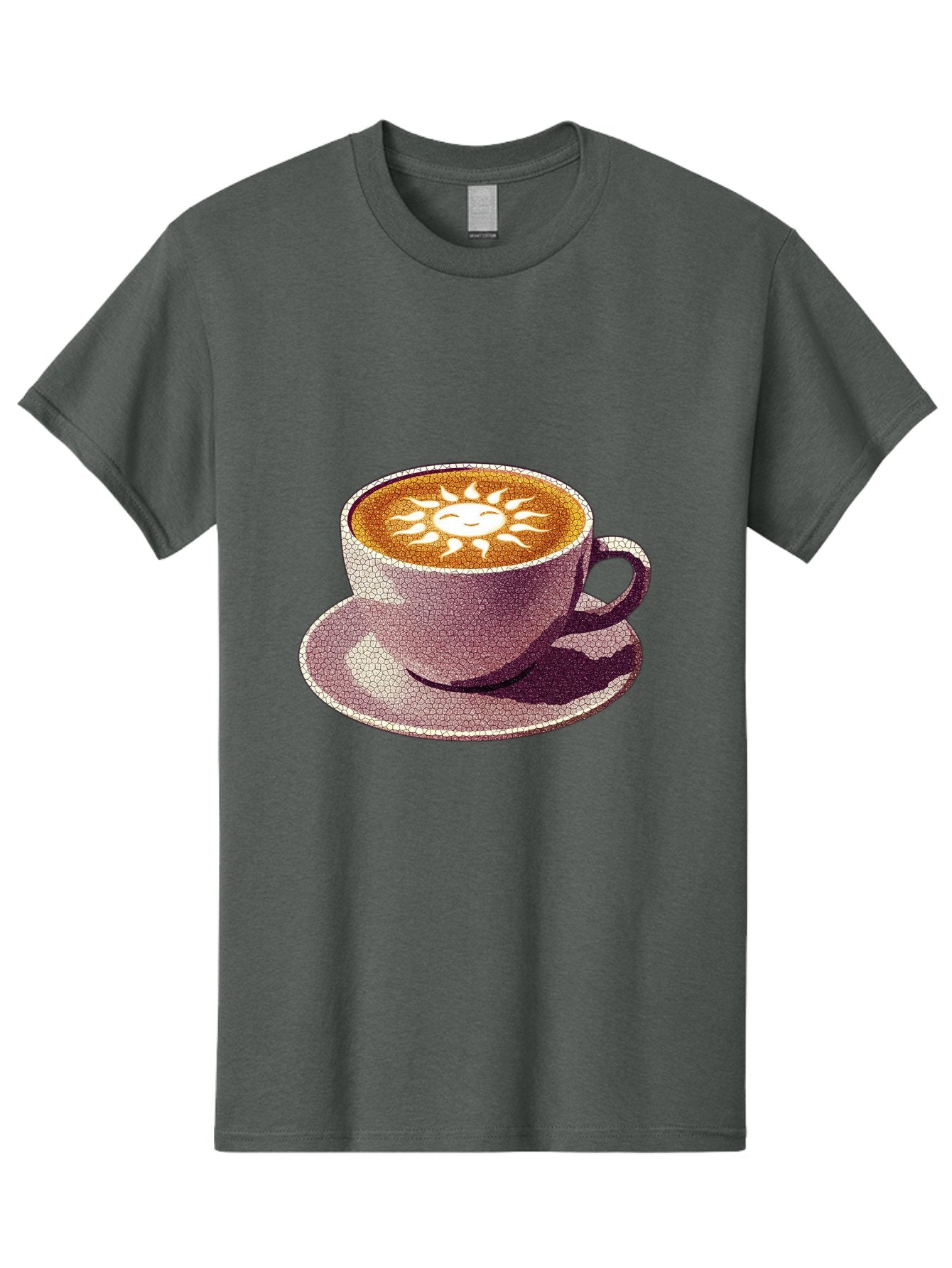 Coffee-Cup-Sun Men'S Graphic Tee, 100% Cotton, Comfortable Casual Summer Wear, Machine Washable, Coffee Cup, Latte Art, Sun Design, Heart Shape, Morning Coffee, Coffee Break, Espresso, Cafe Culture, Warm Beverage, Daily Grind Baa364 4