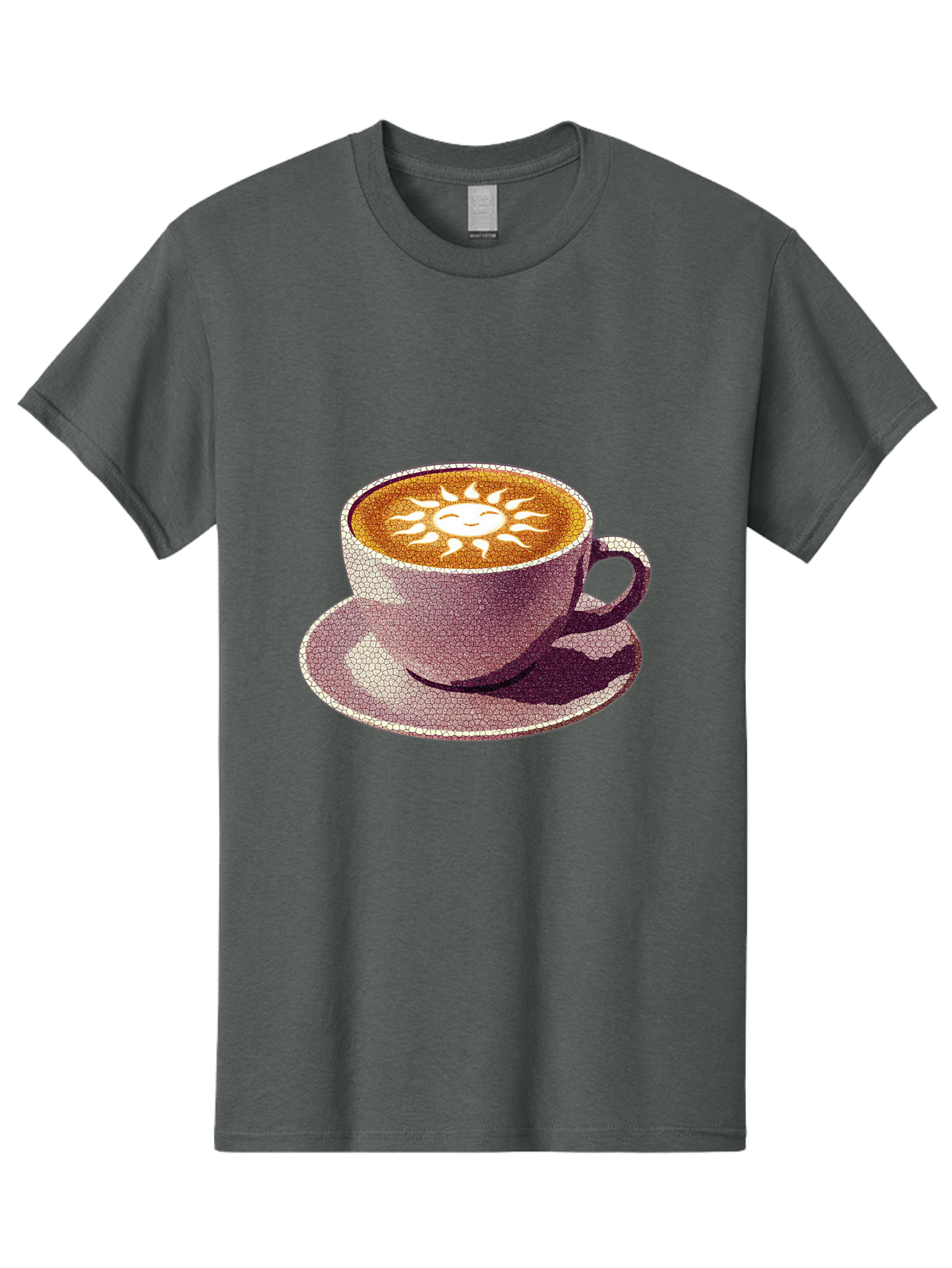 Coffee-Cup-Sun Men'S Graphic Tee, 100% Cotton, Comfortable Casual Summer Wear, Machine Washable, Coffee Cup, Latte Art, Sun Design, Heart Shape, Morning Coffee, Coffee Break, Espresso, Cafe Culture, Warm Beverage, Daily Grind Baa364 23