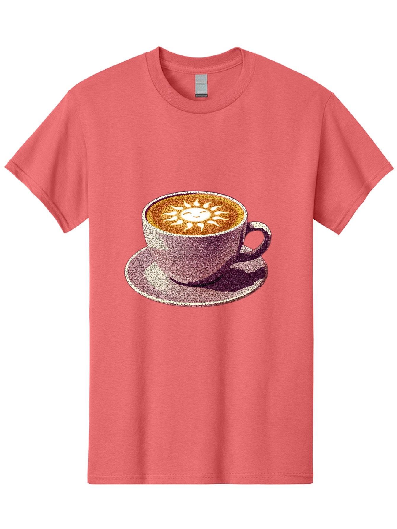 Coffee-Cup-Sun Men'S Graphic Tee, 100% Cotton, Comfortable Casual Summer Wear, Machine Washable, Coffee Cup, Latte Art, Sun Design, Heart Shape, Morning Coffee, Coffee Break, Espresso, Cafe Culture, Warm Beverage, Daily Grind Baa364 12