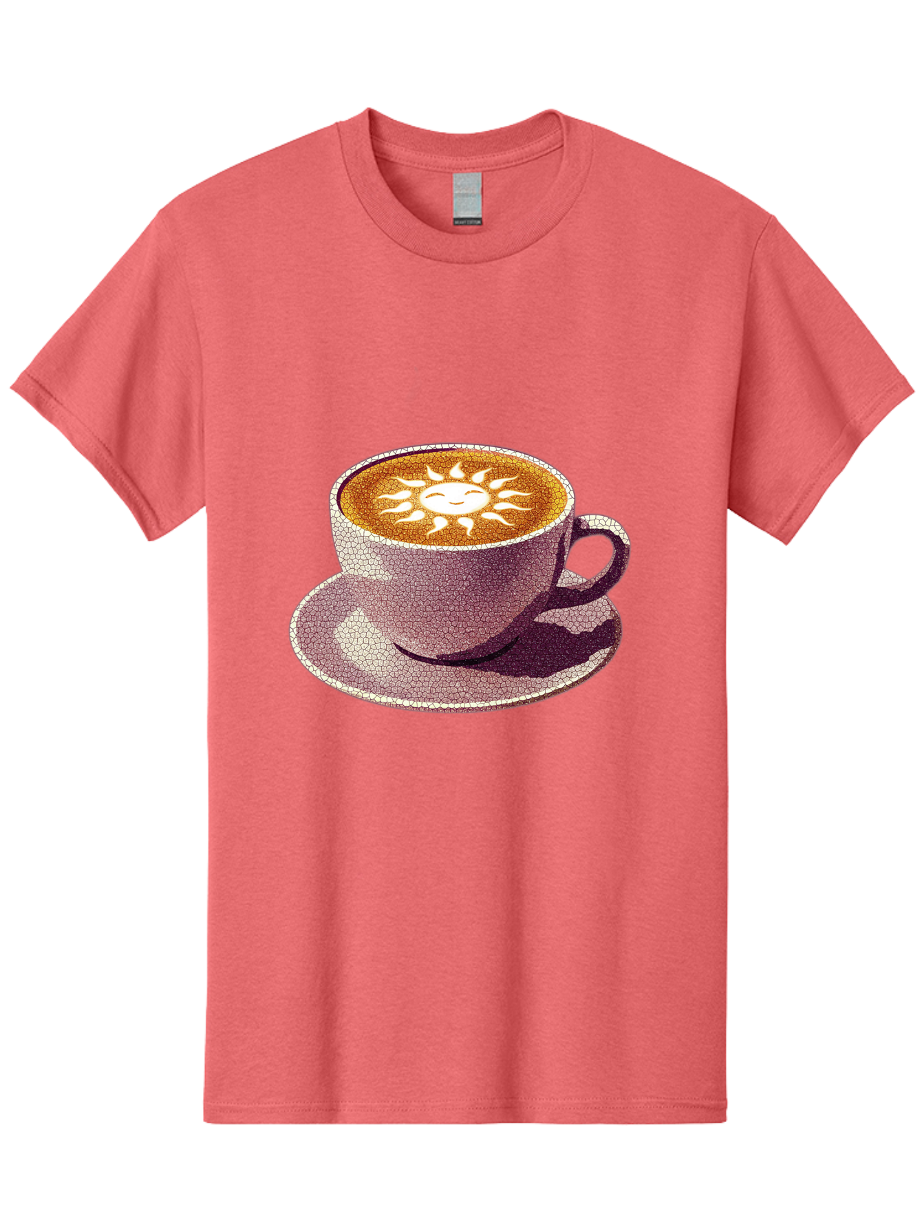 Coffee-Cup-Sun Men'S Graphic Tee, 100% Cotton, Comfortable Casual Summer Wear, Machine Washable, Coffee Cup, Latte Art, Sun Design, Heart Shape, Morning Coffee, Coffee Break, Espresso, Cafe Culture, Warm Beverage, Daily Grind Baa364 5