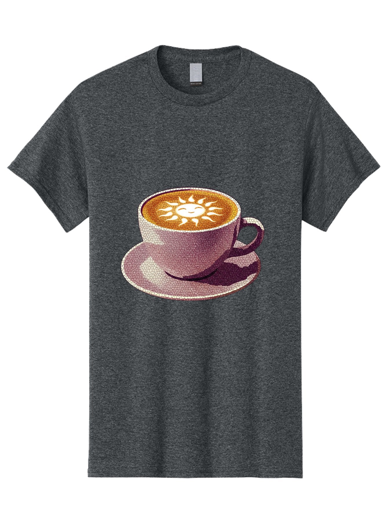 Coffee-Cup-Sun Men'S Graphic Tee, 100% Cotton, Comfortable Casual Summer Wear, Machine Washable, Coffee Cup, Latte Art, Sun Design, Heart Shape, Morning Coffee, Coffee Break, Espresso, Cafe Culture, Warm Beverage, Daily Grind Baa364 9