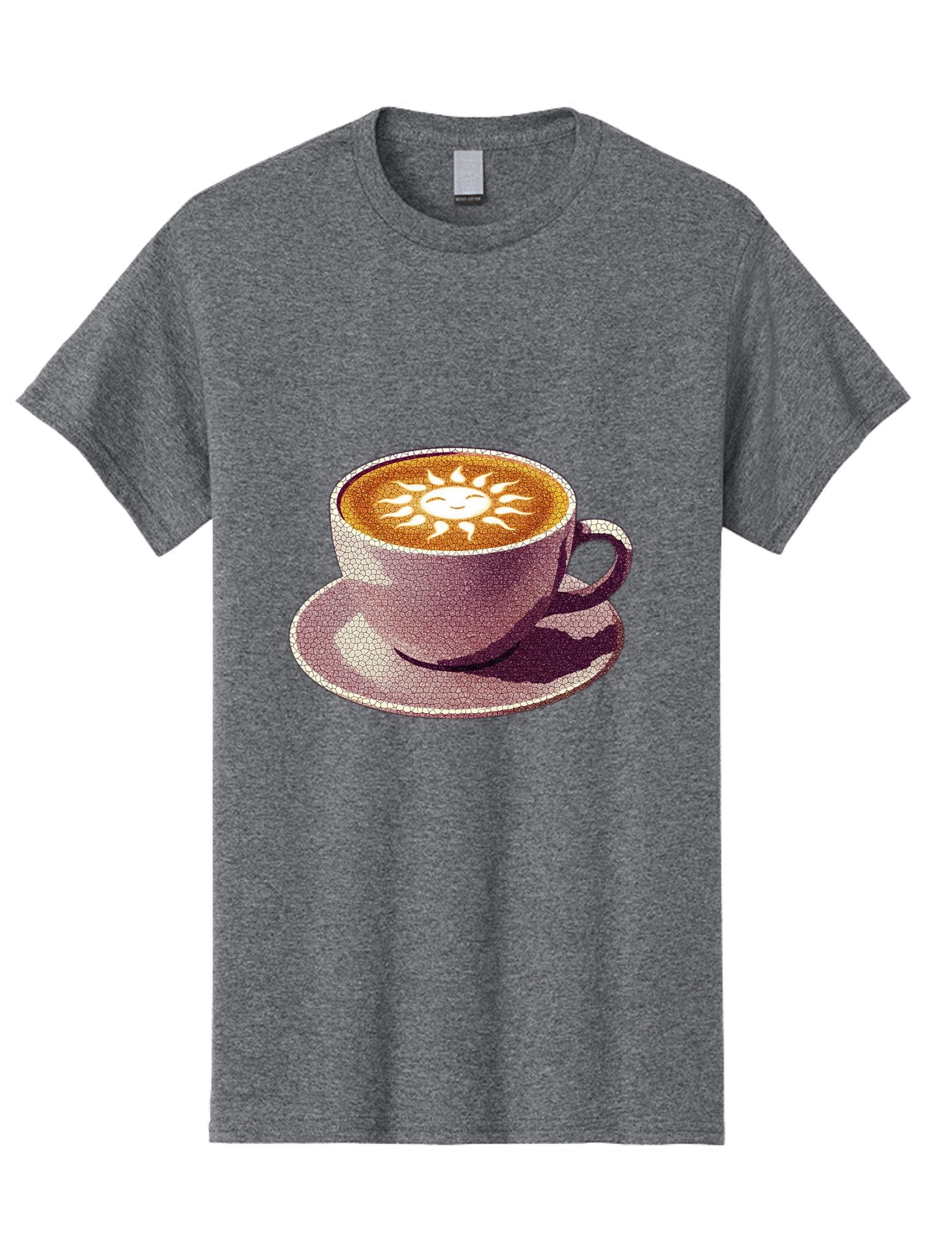 Coffee-Cup-Sun Men'S Graphic Tee, 100% Cotton, Comfortable Casual Summer Wear, Machine Washable, Coffee Cup, Latte Art, Sun Design, Heart Shape, Morning Coffee, Coffee Break, Espresso, Cafe Culture, Warm Beverage, Daily Grind Baa364 11