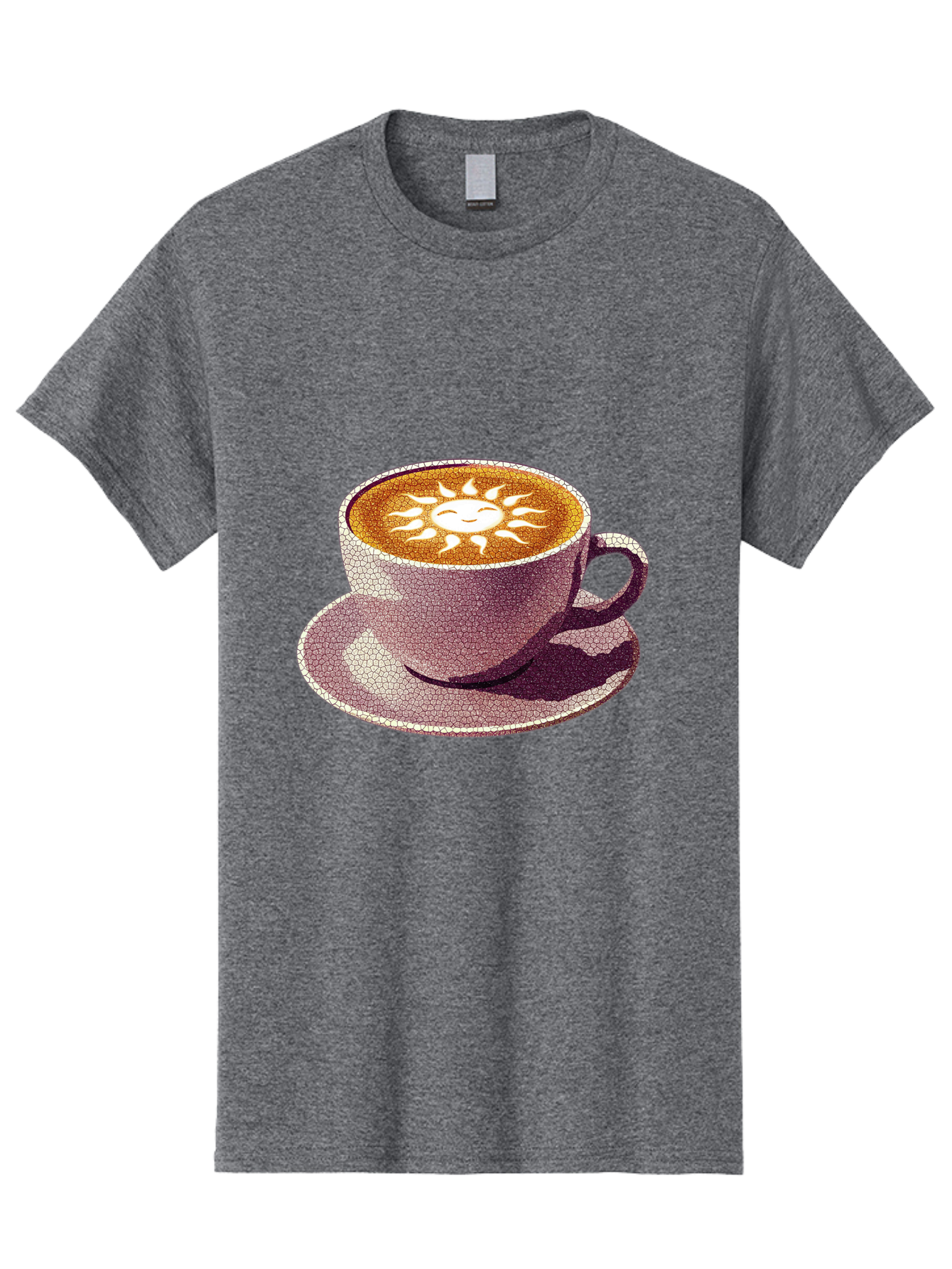 Coffee-Cup-Sun Men'S Graphic Tee, 100% Cotton, Comfortable Casual Summer Wear, Machine Washable, Coffee Cup, Latte Art, Sun Design, Heart Shape, Morning Coffee, Coffee Break, Espresso, Cafe Culture, Warm Beverage, Daily Grind Baa364 7
