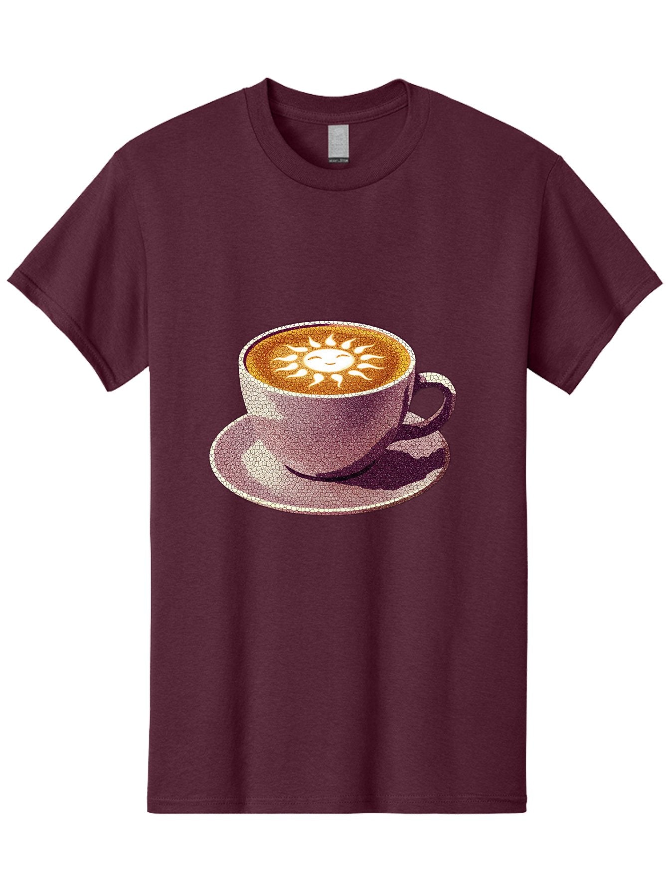 Coffee-Cup-Sun Men'S Graphic Tee, 100% Cotton, Comfortable Casual Summer Wear, Machine Washable, Coffee Cup, Latte Art, Sun Design, Heart Shape, Morning Coffee, Coffee Break, Espresso, Cafe Culture, Warm Beverage, Daily Grind Baa364 3