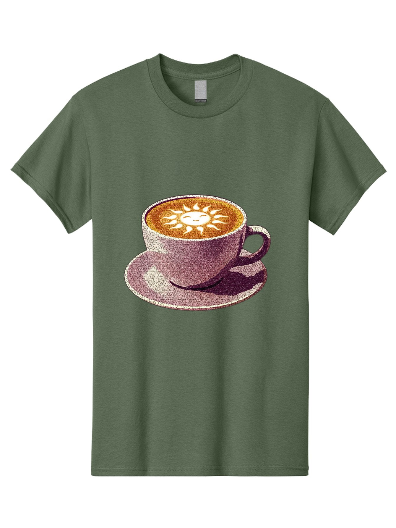 Coffee-Cup-Sun Men'S Graphic Tee, 100% Cotton, Comfortable Casual Summer Wear, Machine Washable, Coffee Cup, Latte Art, Sun Design, Heart Shape, Morning Coffee, Coffee Break, Espresso, Cafe Culture, Warm Beverage, Daily Grind Baa364 13