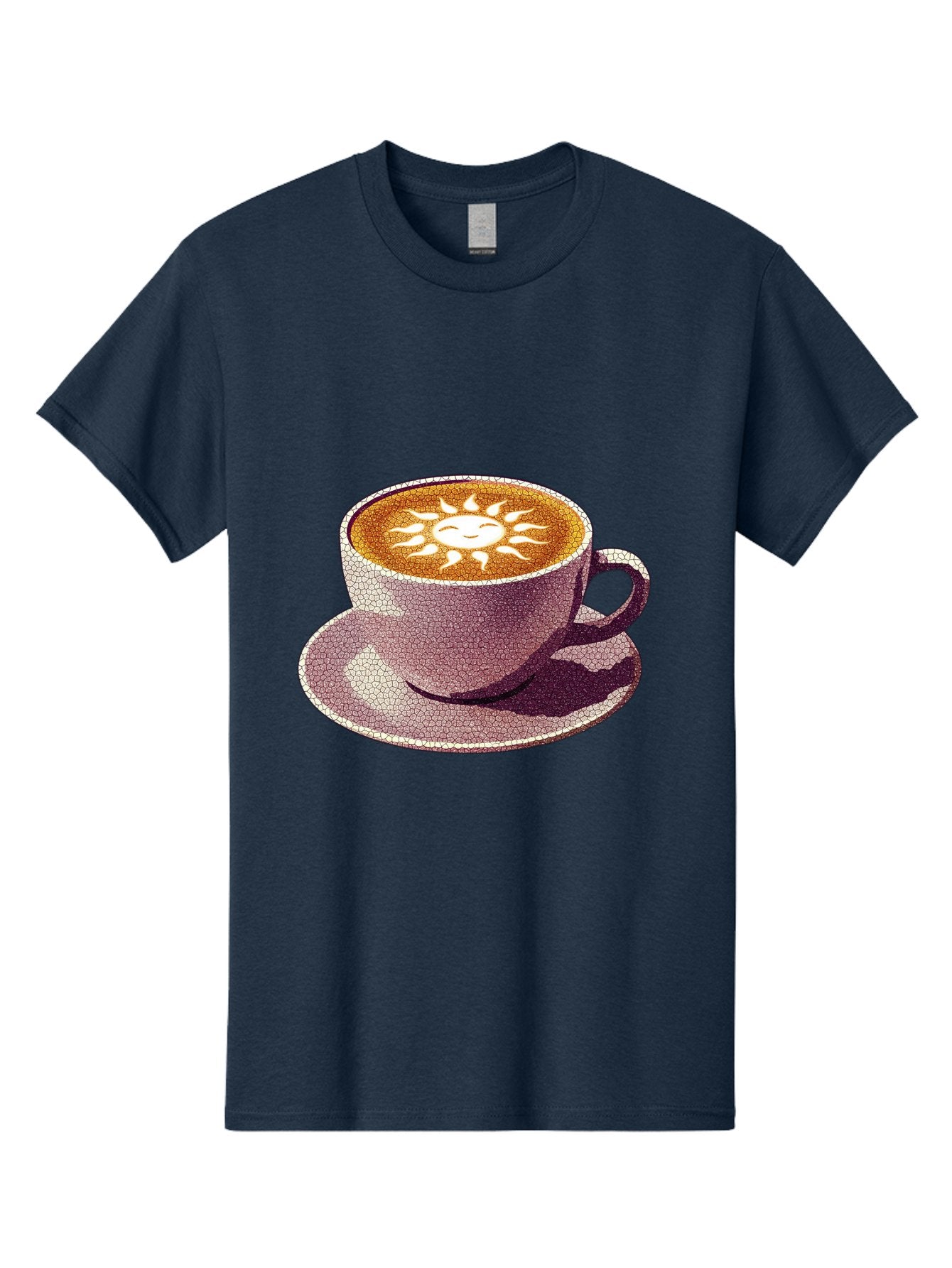Coffee-Cup-Sun Men'S Graphic Tee, 100% Cotton, Comfortable Casual Summer Wear, Machine Washable, Coffee Cup, Latte Art, Sun Design, Heart Shape, Morning Coffee, Coffee Break, Espresso, Cafe Culture, Warm Beverage, Daily Grind Baa364 5