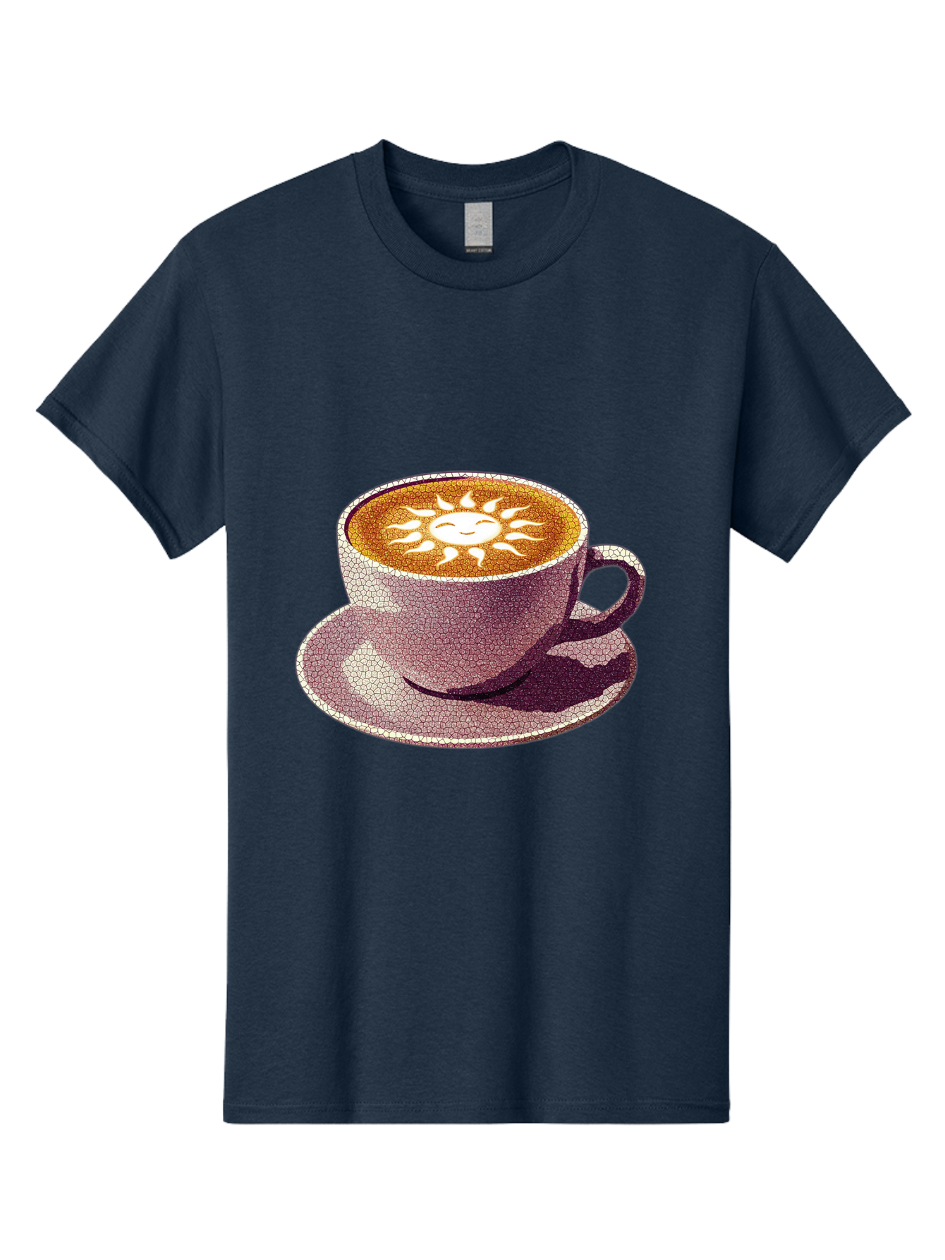 Coffee-Cup-Sun Men'S Graphic Tee, 100% Cotton, Comfortable Casual Summer Wear, Machine Washable, Coffee Cup, Latte Art, Sun Design, Heart Shape, Morning Coffee, Coffee Break, Espresso, Cafe Culture, Warm Beverage, Daily Grind Baa364 15