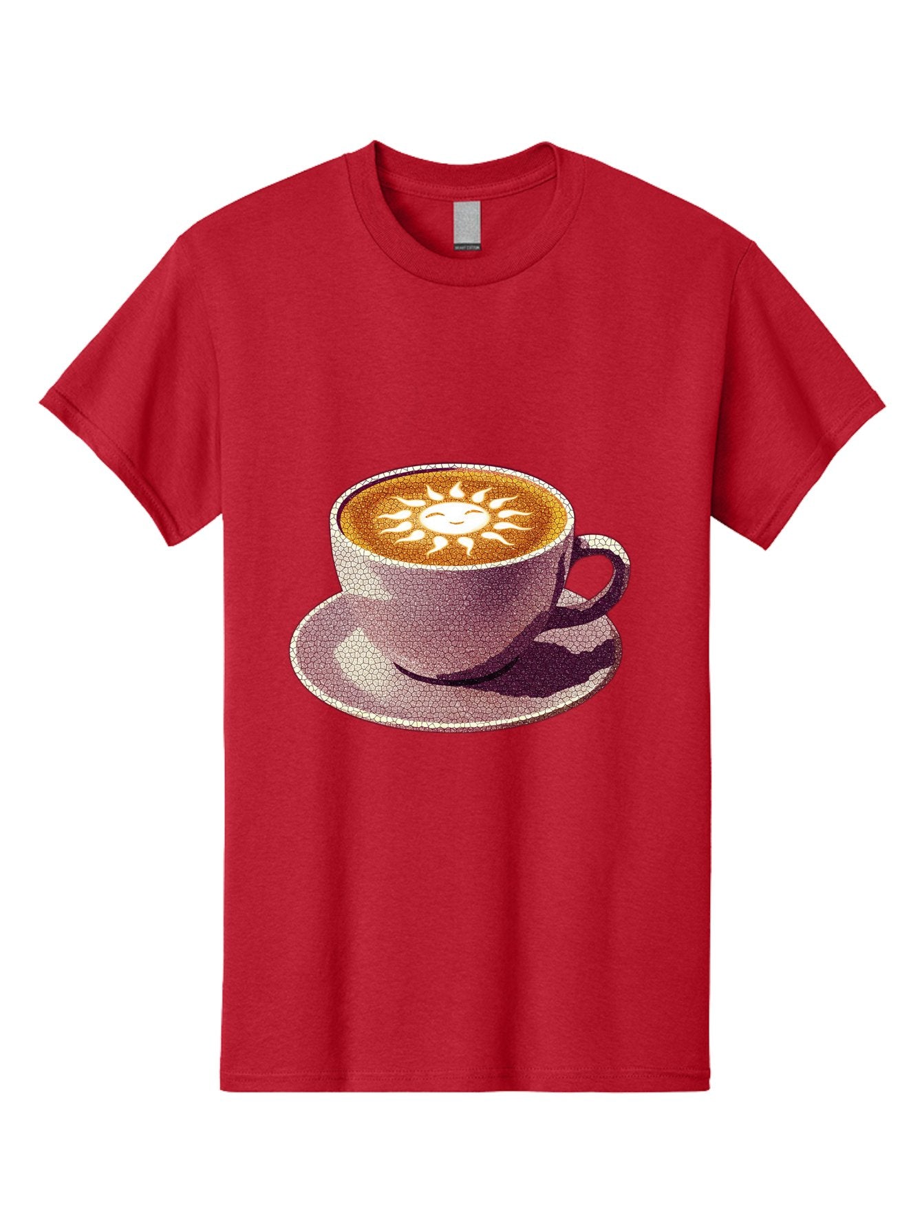 Coffee-Cup-Sun Men'S Graphic Tee, 100% Cotton, Comfortable Casual Summer Wear, Machine Washable, Coffee Cup, Latte Art, Sun Design, Heart Shape, Morning Coffee, Coffee Break, Espresso, Cafe Culture, Warm Beverage, Daily Grind Baa364