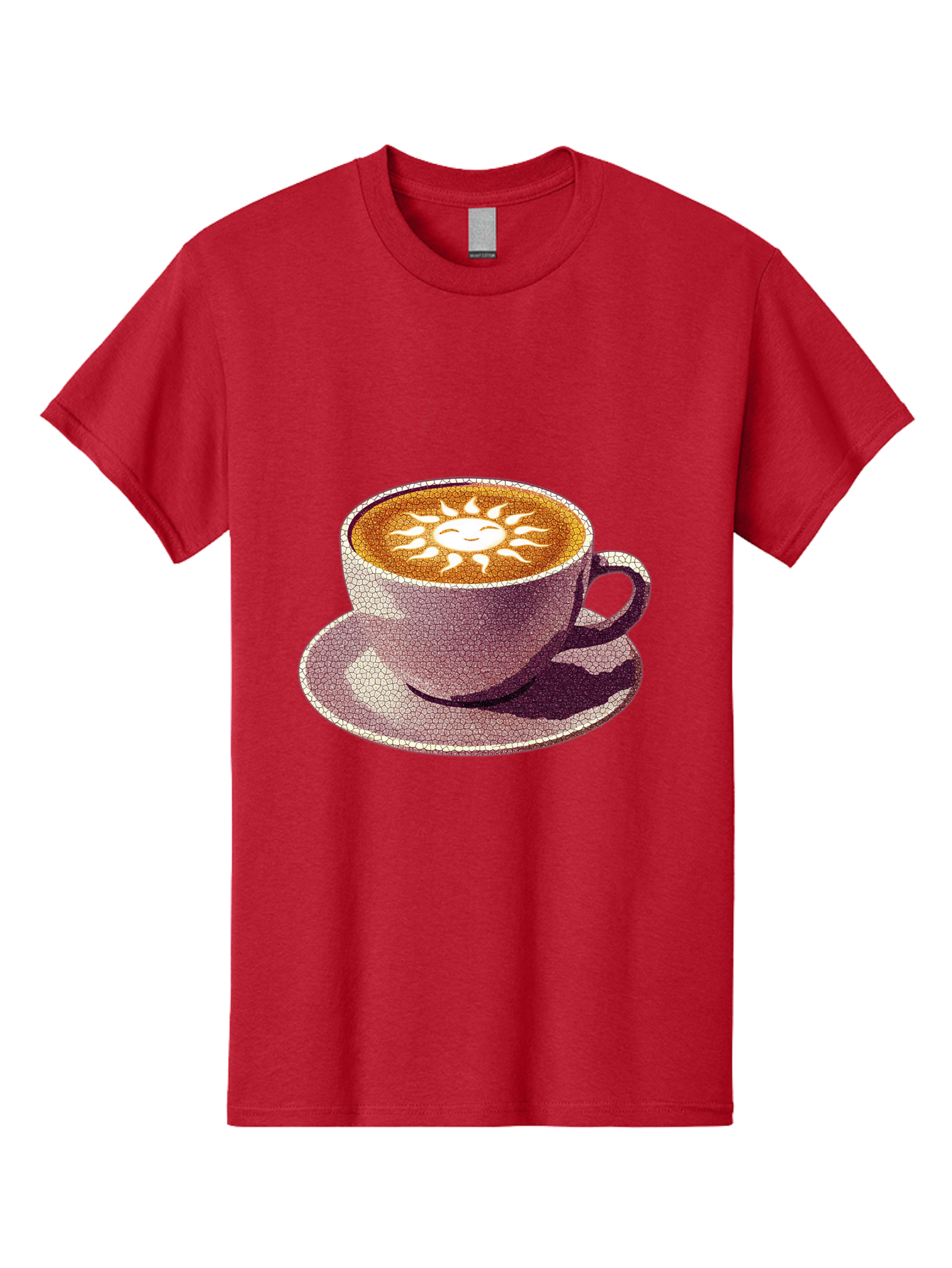 Coffee-Cup-Sun Men'S Graphic Tee, 100% Cotton, Comfortable Casual Summer Wear, Machine Washable, Coffee Cup, Latte Art, Sun Design, Heart Shape, Morning Coffee, Coffee Break, Espresso, Cafe Culture, Warm Beverage, Daily Grind Baa364 19