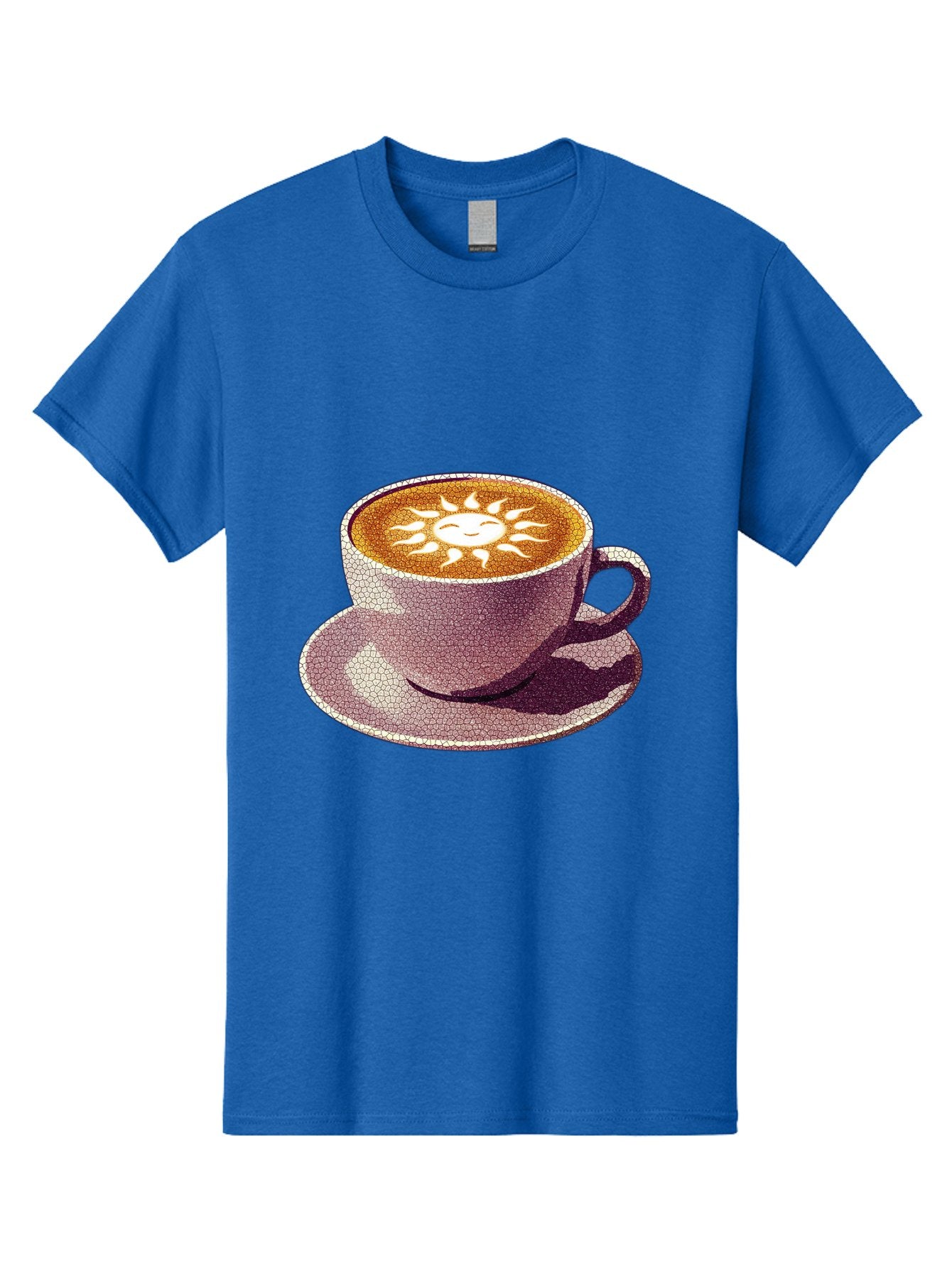 Coffee-Cup-Sun Men'S Graphic Tee, 100% Cotton, Comfortable Casual Summer Wear, Machine Washable, Coffee Cup, Latte Art, Sun Design, Heart Shape, Morning Coffee, Coffee Break, Espresso, Cafe Culture, Warm Beverage, Daily Grind Baa364 6
