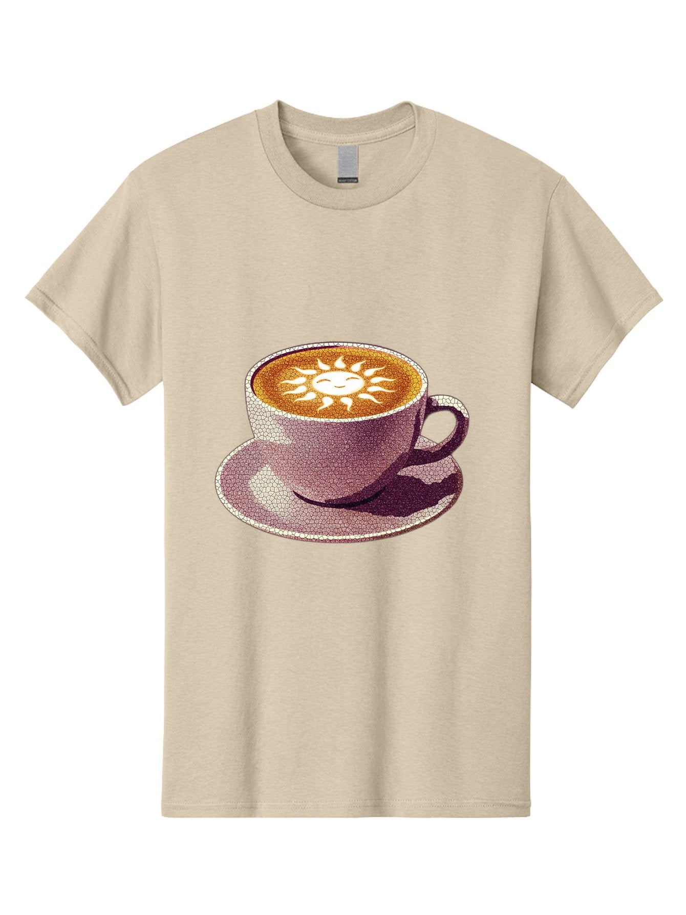 Coffee-Cup-Sun Men'S Graphic Tee, 100% Cotton, Comfortable Casual Summer Wear, Machine Washable, Coffee Cup, Latte Art, Sun Design, Heart Shape, Morning Coffee, Coffee Break, Espresso, Cafe Culture, Warm Beverage, Daily Grind Baa364