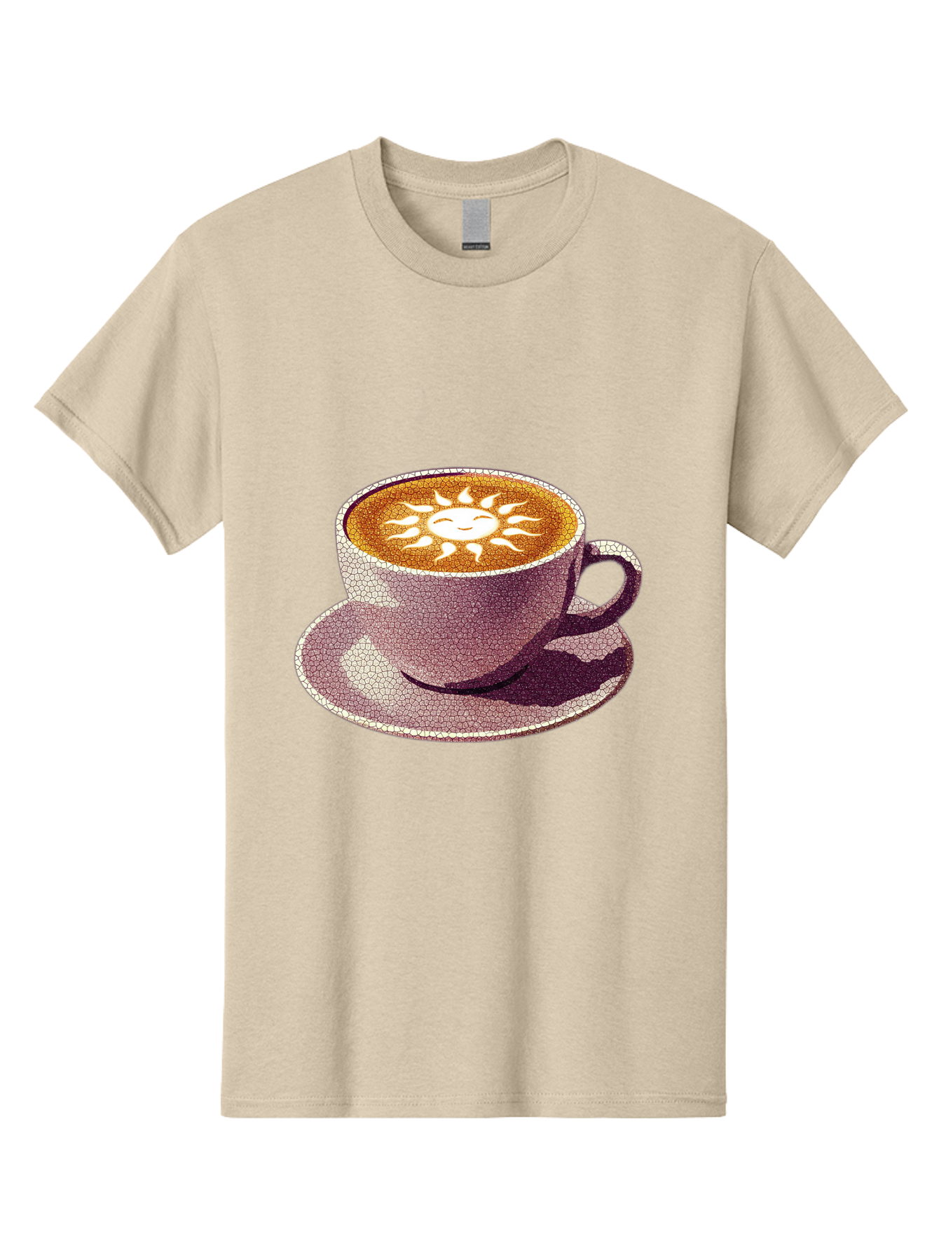 Coffee-Cup-Sun Men'S Graphic Tee, 100% Cotton, Comfortable Casual Summer Wear, Machine Washable, Coffee Cup, Latte Art, Sun Design, Heart Shape, Morning Coffee, Coffee Break, Espresso, Cafe Culture, Warm Beverage, Daily Grind Baa364 21