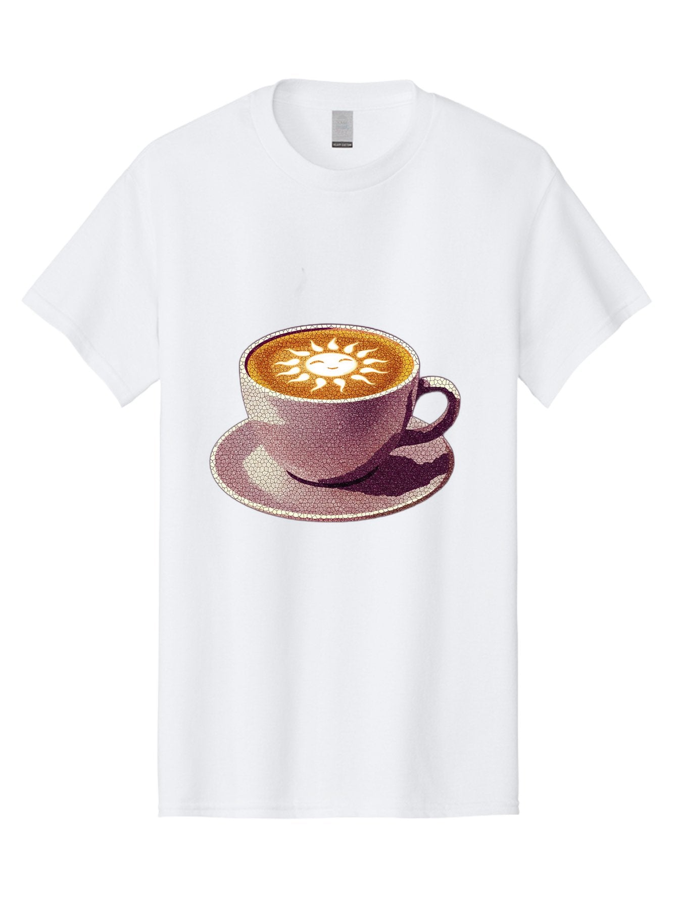 Coffee-Cup-Sun Men'S Graphic Tee, 100% Cotton, Comfortable Casual Summer Wear, Machine Washable, Coffee Cup, Latte Art, Sun Design, Heart Shape, Morning Coffee, Coffee Break, Espresso, Cafe Culture, Warm Beverage, Daily Grind Baa364 7