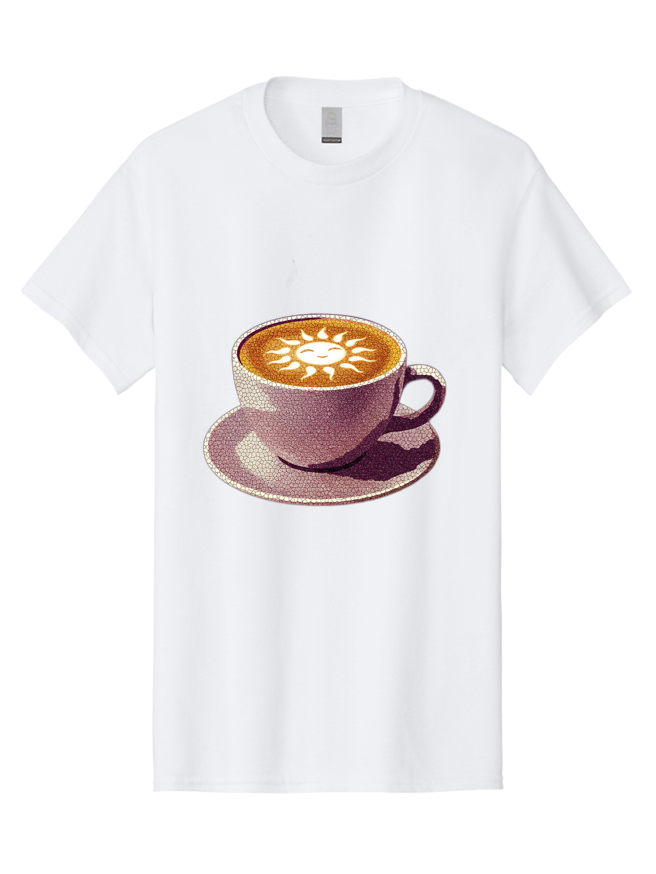 Coffee-Cup-Sun Men'S Graphic Tee, 100% Cotton, Comfortable Casual Summer Wear, Machine Washable, Coffee Cup, Latte Art, Sun Design, Heart Shape, Morning Coffee, Coffee Break, Espresso, Cafe Culture, Warm Beverage, Daily Grind Baa364 25