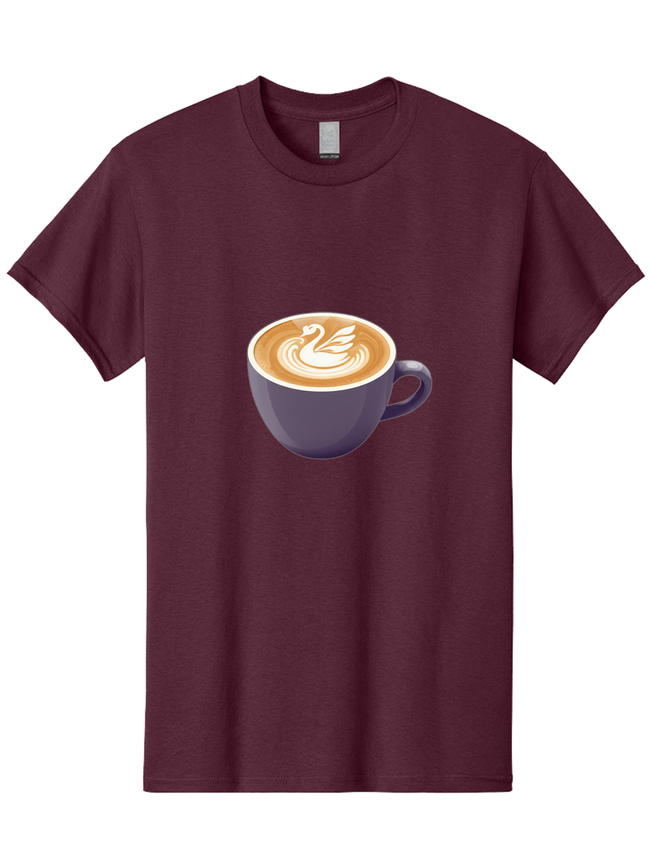 Coffee-Cup-With-Swan Men'S Graphic Tee, 100% Cotton, Comfortable Casual Summer Wear, Machine Washable, Coffee Cup, Cappuccino, Latte Art, Swan Design, Purple Cup, White Foam, Coffee Drink, Cafe Culture, Morning Coffee, Coffee Lover Baa365 27