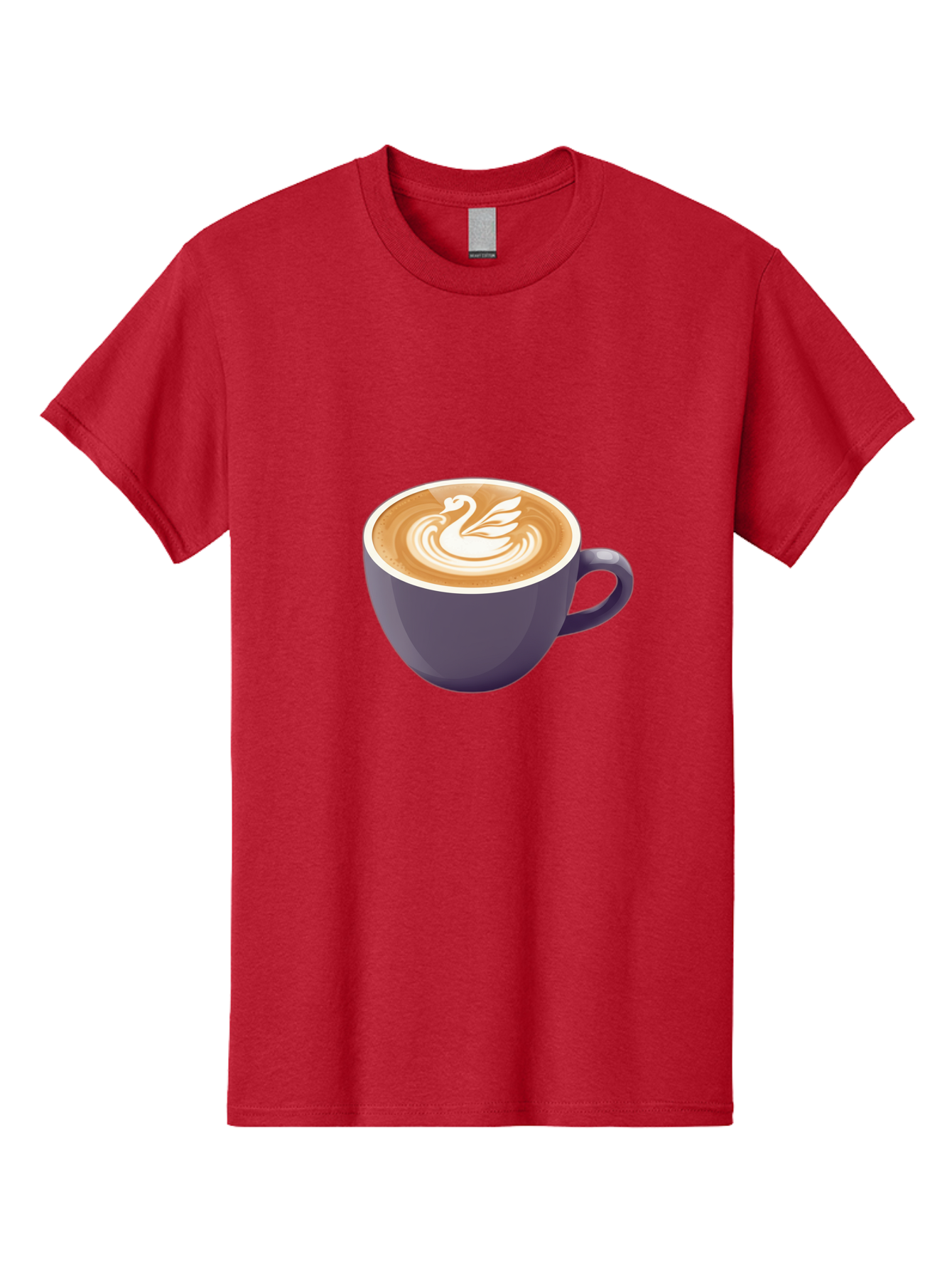 Coffee-Cup-With-Swan Men'S Graphic Tee, 100% Cotton, Comfortable Casual Summer Wear, Machine Washable, Coffee Cup, Cappuccino, Latte Art, Swan Design, Purple Cup, White Foam, Coffee Drink, Cafe Culture, Morning Coffee, Coffee Lover Baa365 23