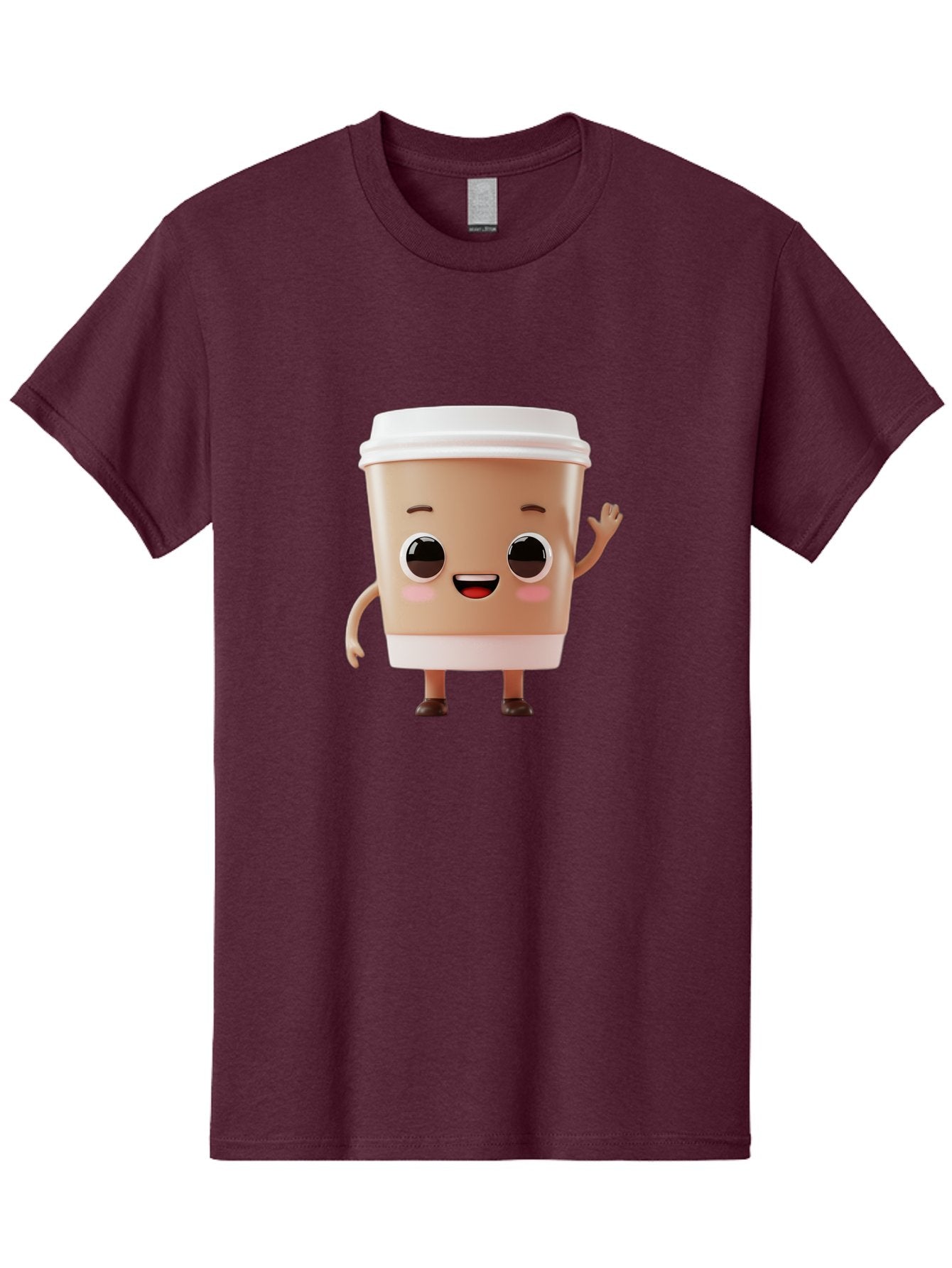 Coffee-Cup Men'S Graphic Tee, 100% Cotton, Comfortable Casual Summer Wear, Machine Washable, Cartoon Coffee Cup, Anthropomorphic Character, Smiling Face, Friendly Gesture, Happy Expression, 3D Illustration, Coffee Culture, Morning Pick-Me-Up, Baa366 10