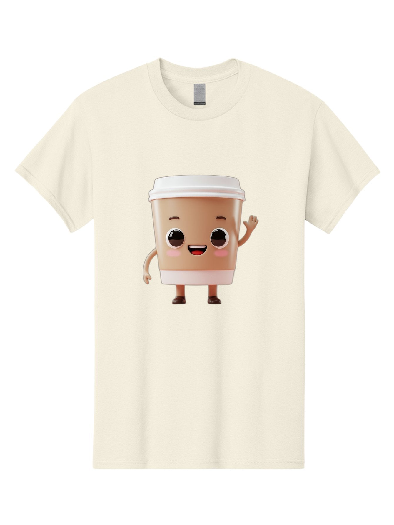 Coffee-Cup Men'S Graphic Tee, 100% Cotton, Comfortable Casual Summer Wear, Machine Washable, Cartoon Coffee Cup, Anthropomorphic Character, Smiling Face, Friendly Gesture, Happy Expression, 3D Illustration, Coffee Culture, Morning Pick-Me-Up, Baa366 11