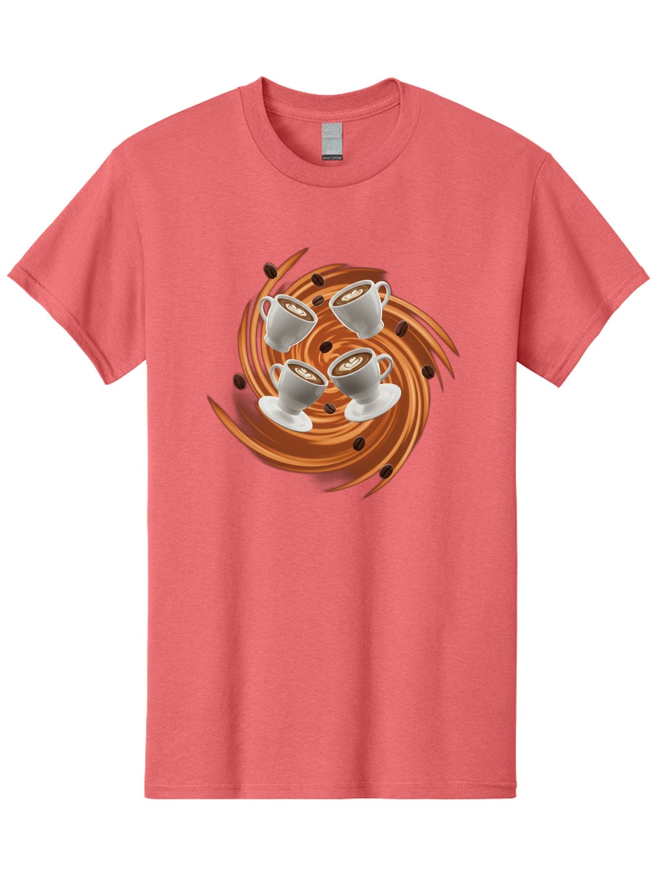 Coffee-Cups Men'S Graphic Tee, 100% Cotton, Comfortable Casual Summer Wear, Machine Washable, Coffee Cups, Espresso, Coffee Beans, Swirling Motion, Rich Coffee, Coffee Art, Latte Art, Coffee Culture Baa370 15
