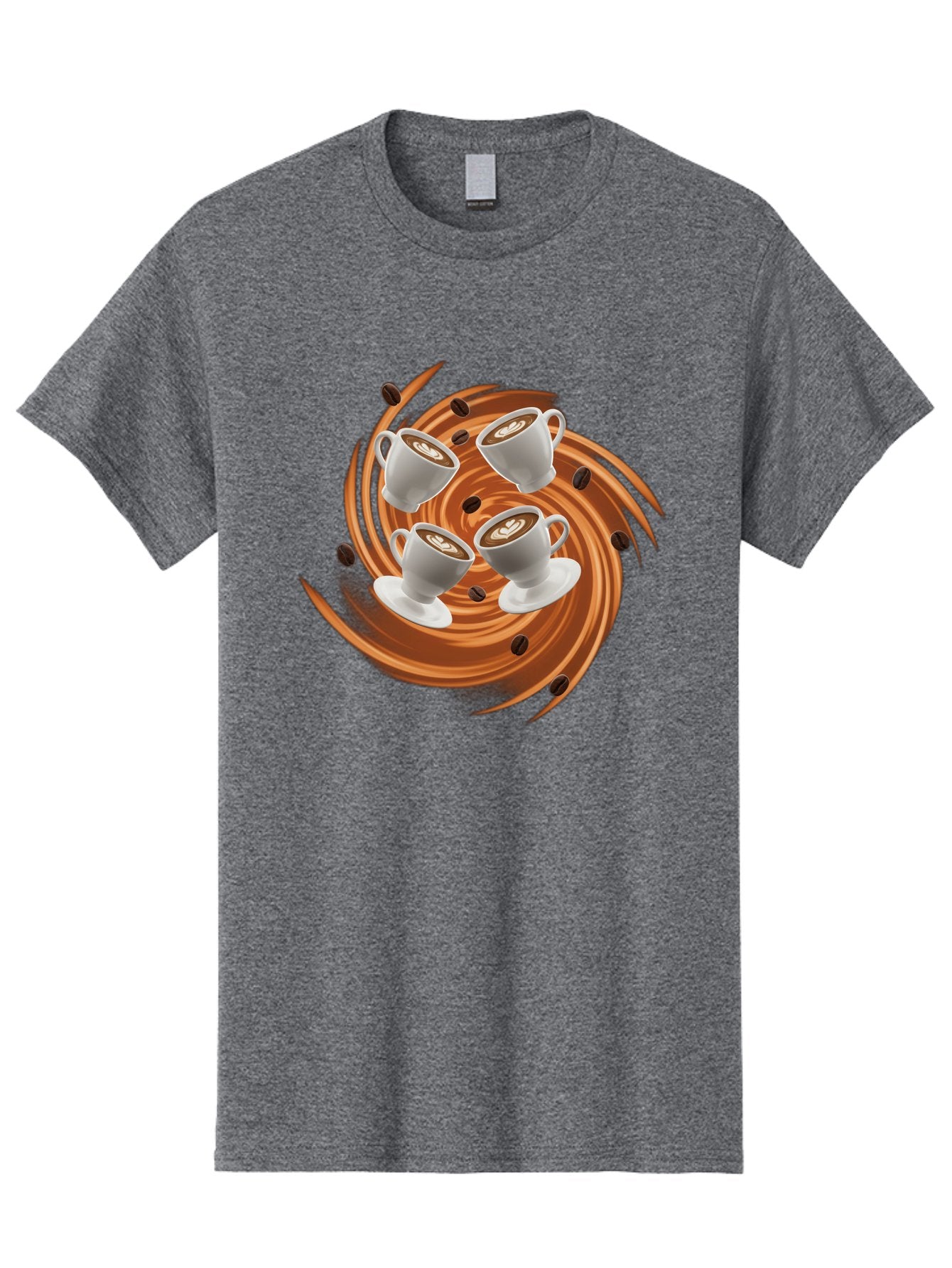 Coffee-Cups Men'S Graphic Tee, 100% Cotton, Comfortable Casual Summer Wear, Machine Washable, Coffee Cups, Espresso, Coffee Beans, Swirling Motion, Rich Coffee, Coffee Art, Latte Art, Coffee Culture Baa370 6