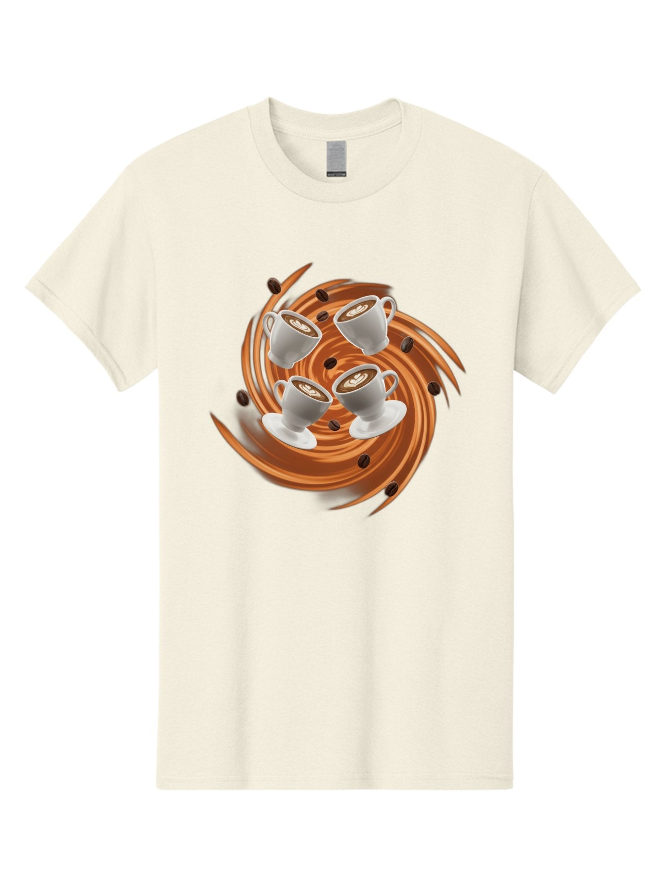 Coffee-Cups Men'S Graphic Tee, 100% Cotton, Comfortable Casual Summer Wear, Machine Washable, Coffee Cups, Espresso, Coffee Beans, Swirling Motion, Rich Coffee, Coffee Art, Latte Art, Coffee Culture Baa370
