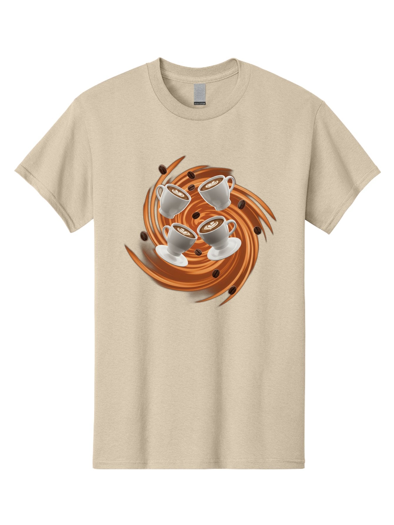 Coffee-Cups Men'S Graphic Tee, 100% Cotton, Comfortable Casual Summer Wear, Machine Washable, Coffee Cups, Espresso, Coffee Beans, Swirling Motion, Rich Coffee, Coffee Art, Latte Art, Coffee Culture Baa370 10