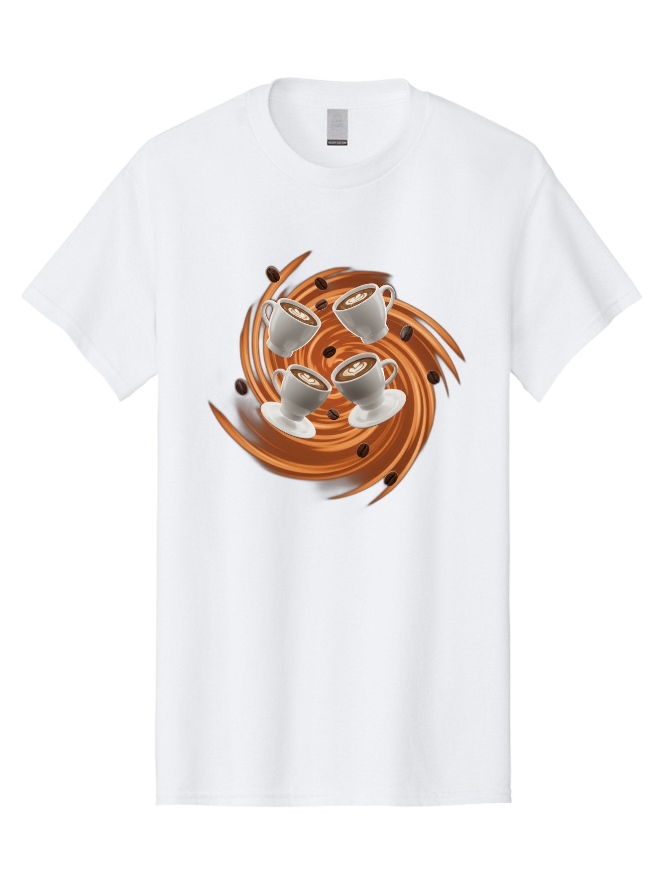 Coffee-Cups Men'S Graphic Tee, 100% Cotton, Comfortable Casual Summer Wear, Machine Washable, Coffee Cups, Espresso, Coffee Beans, Swirling Motion, Rich Coffee, Coffee Art, Latte Art, Coffee Culture Baa370 13