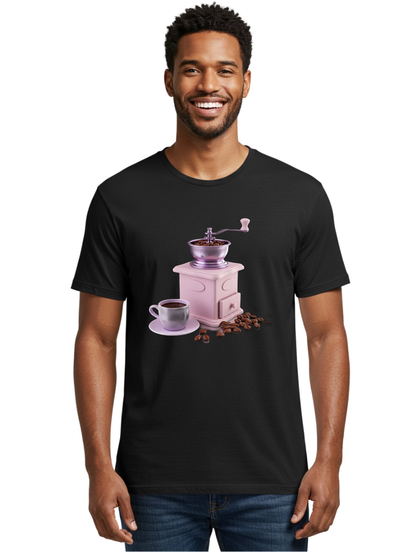 Coffee-Grinder-1 Men'S Graphic Tee, 100% Cotton, Comfortable Casual Summer Wear, Machine Washable, Coffee Grinder, Manual Grinder, Coffee Beans, Freshly Ground Coffee, Coffee Cup, Saucer, Morning Routine, Coffee Lover, Coffee Culture Baa371 23
