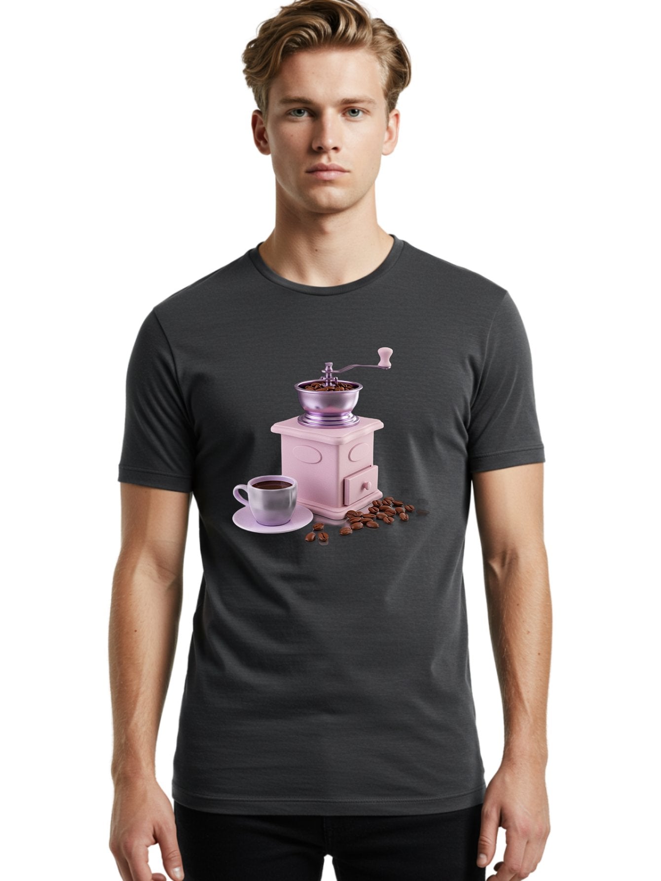 Coffee-Grinder-1 Men'S Graphic Tee, 100% Cotton, Comfortable Casual Summer Wear, Machine Washable, Coffee Grinder, Manual Grinder, Coffee Beans, Freshly Ground Coffee, Coffee Cup, Saucer, Morning Routine, Coffee Lover, Coffee Culture Baa371 19