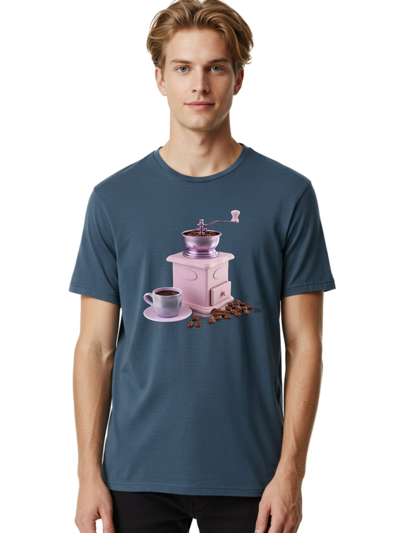 Coffee-Grinder-1 Men'S Graphic Tee, 100% Cotton, Comfortable Casual Summer Wear, Machine Washable, Coffee Grinder, Manual Grinder, Coffee Beans, Freshly Ground Coffee, Coffee Cup, Saucer, Morning Routine, Coffee Lover, Coffee Culture Baa371 30
