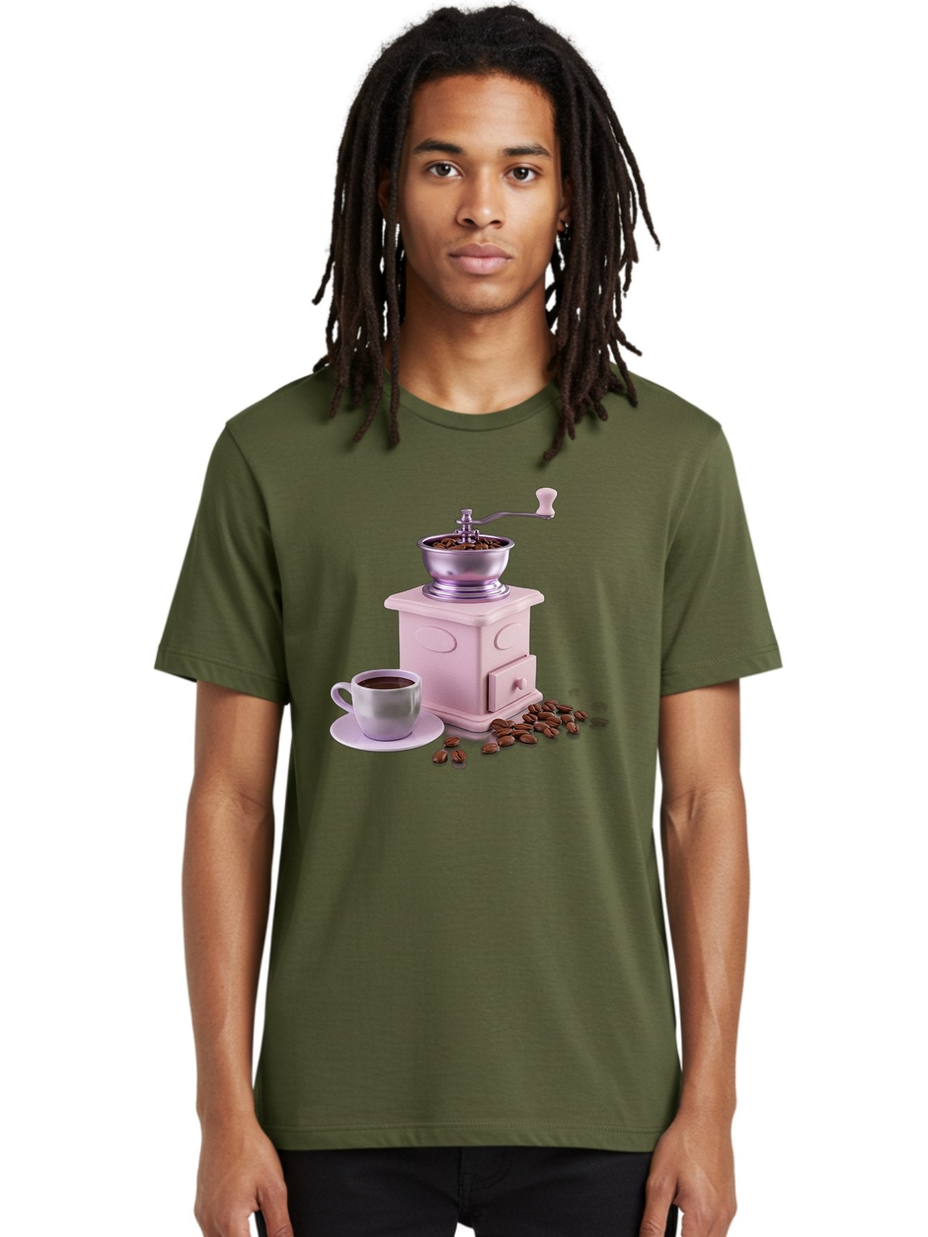 Coffee-Grinder-1 Men'S Graphic Tee, 100% Cotton, Comfortable Casual Summer Wear, Machine Washable, Coffee Grinder, Manual Grinder, Coffee Beans, Freshly Ground Coffee, Coffee Cup, Saucer, Morning Routine, Coffee Lover, Coffee Culture Baa371 26