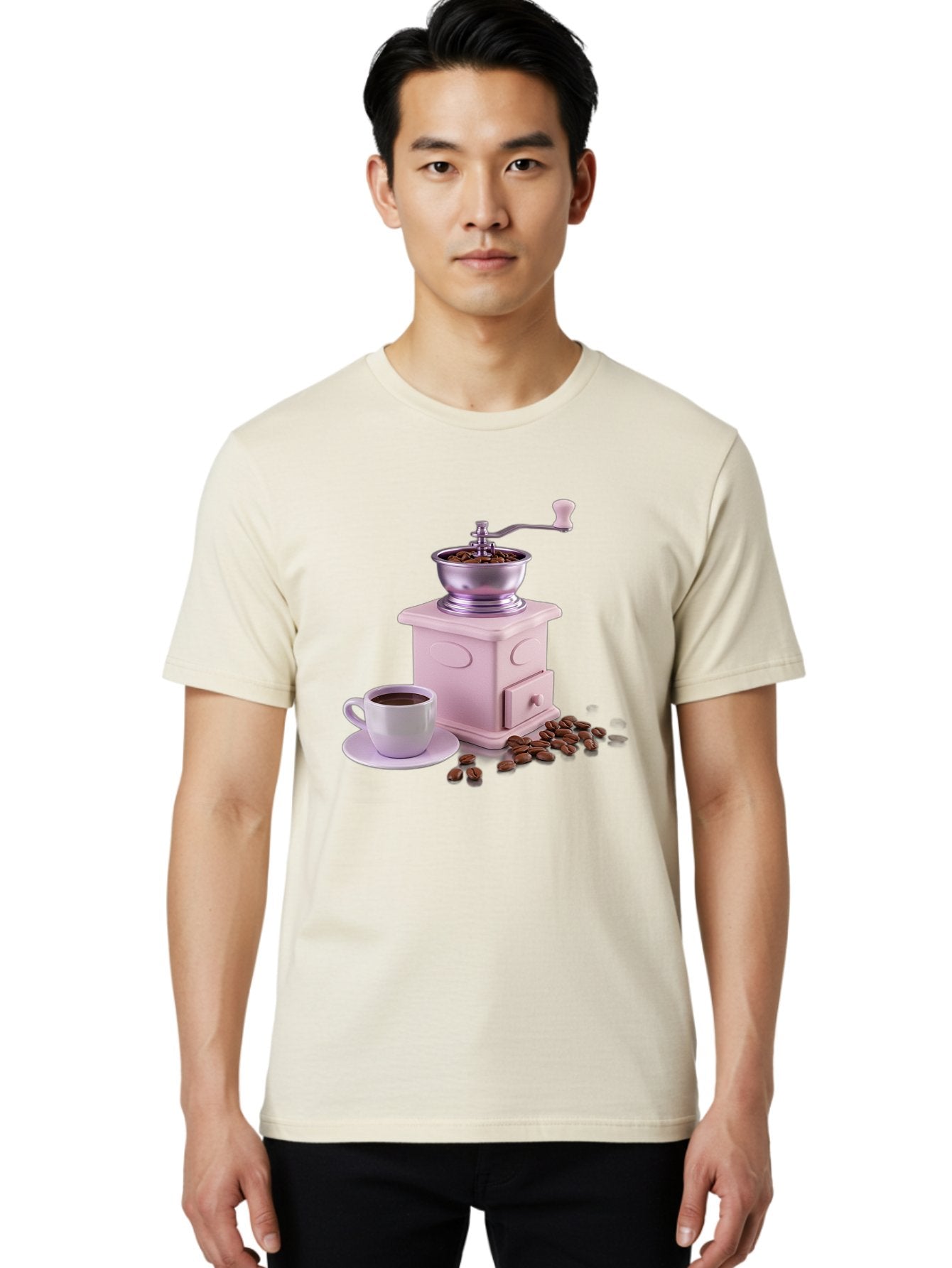 Coffee-Grinder-1 Men'S Graphic Tee, 100% Cotton, Comfortable Casual Summer Wear, Machine Washable, Coffee Grinder, Manual Grinder, Coffee Beans, Freshly Ground Coffee, Coffee Cup, Saucer, Morning Routine, Coffee Lover, Coffee Culture Baa371 16