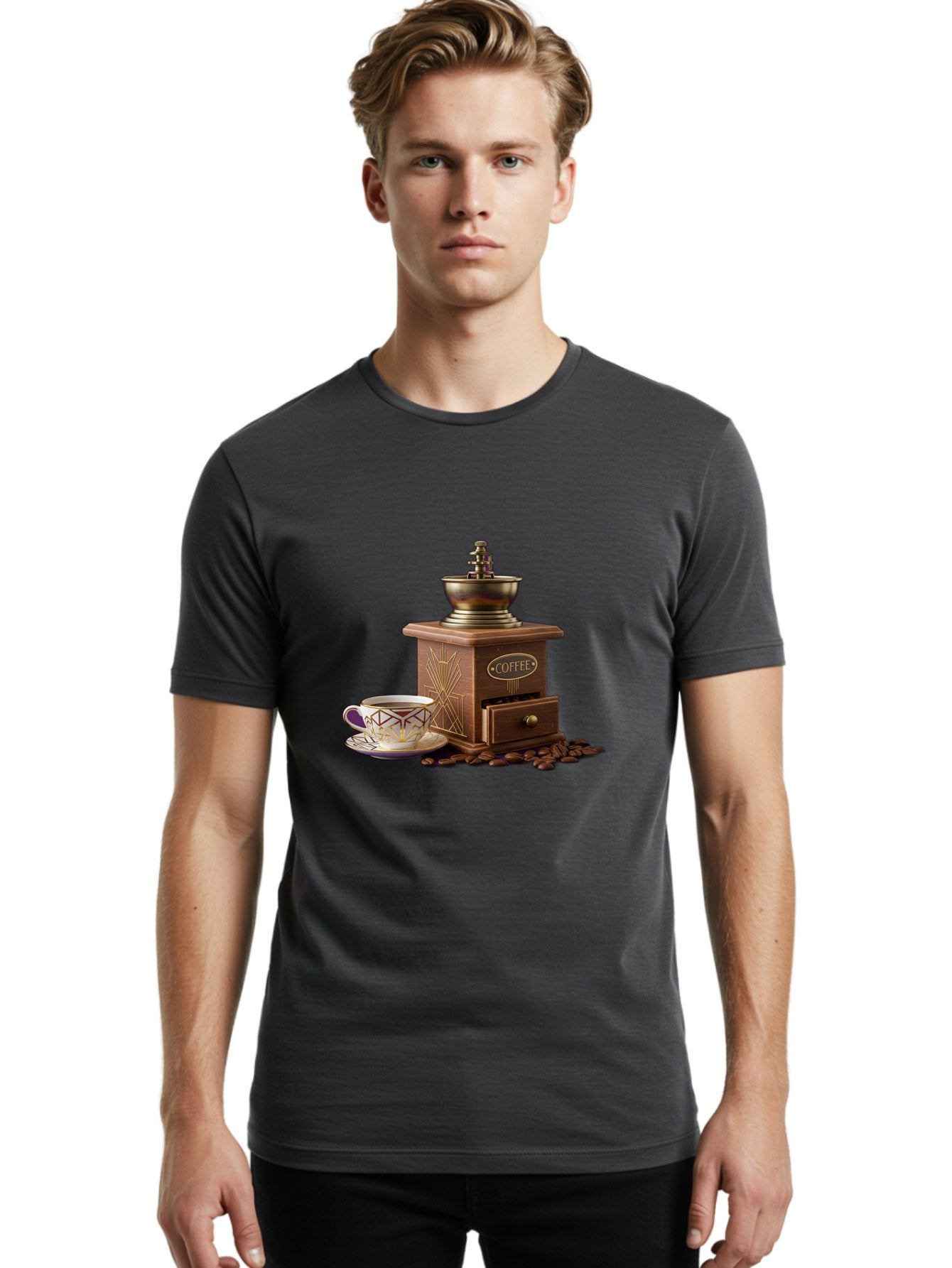 Coffee-Grinder Men'S Graphic Tee, 100% Cotton, Comfortable Casual Summer Wear, Machine Washable, Coffee Grinder, Coffee Beans, Coffee Cup, Morning Coffee, Coffee Time, Coffee Ritual, Coffee Culture, Coffee Lover, Coffee Break Baa374 24