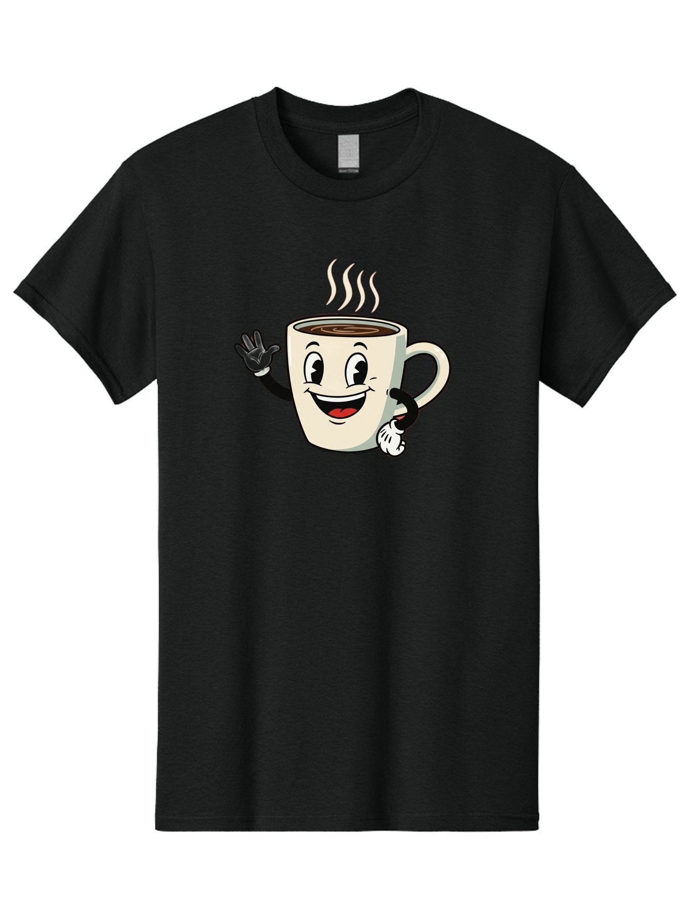 Coffee-Mug Men'S Graphic Tee, 100% Cotton, Comfortable Casual Summer Wear, Machine Washable, Cartoon Coffee Mug, Steaming Hot Coffee, Happy Face, Waving Hand, Smiling, Cheerful, Friendly, Coffee Break, Morning Pick-Me-Up Baa379 14